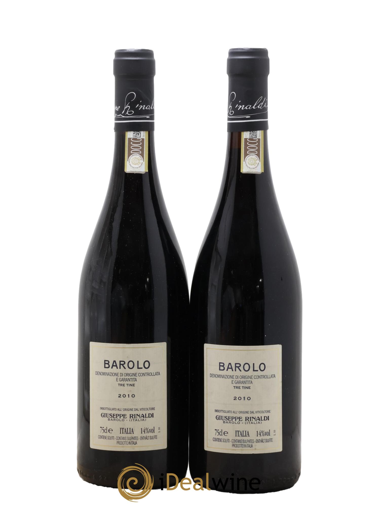 Barolo DOCG Tre Tine Giuseppe Rinaldi 2010 - Lot de 2 bouteilles - 1
