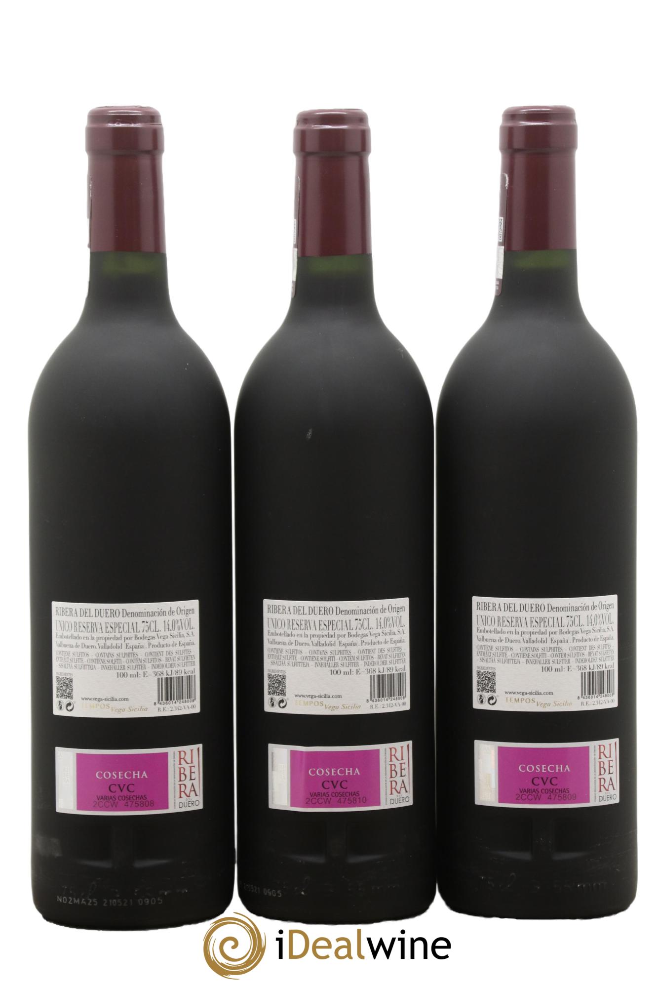 Ribera Del Duero Vega Sicilia Unico Reserva Especial Famille Alvarez - Lot of 3 bottles - 1