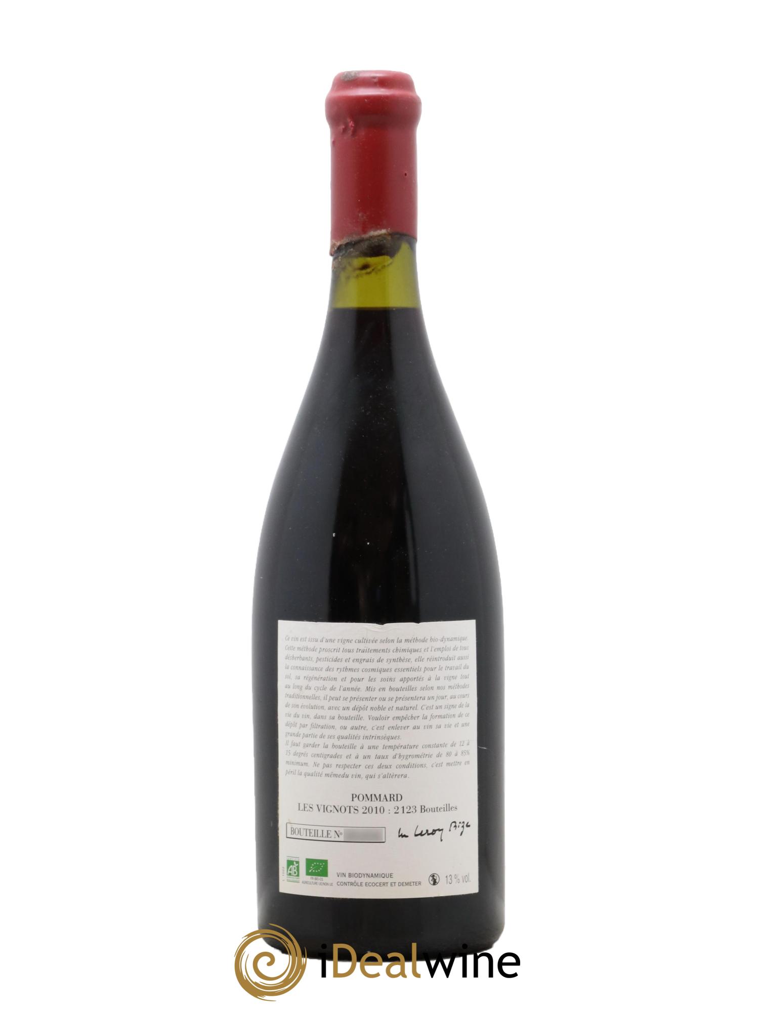 Pommard Les Vignots Leroy (Domaine) 2010 - Lot de 1 bouteille - 1