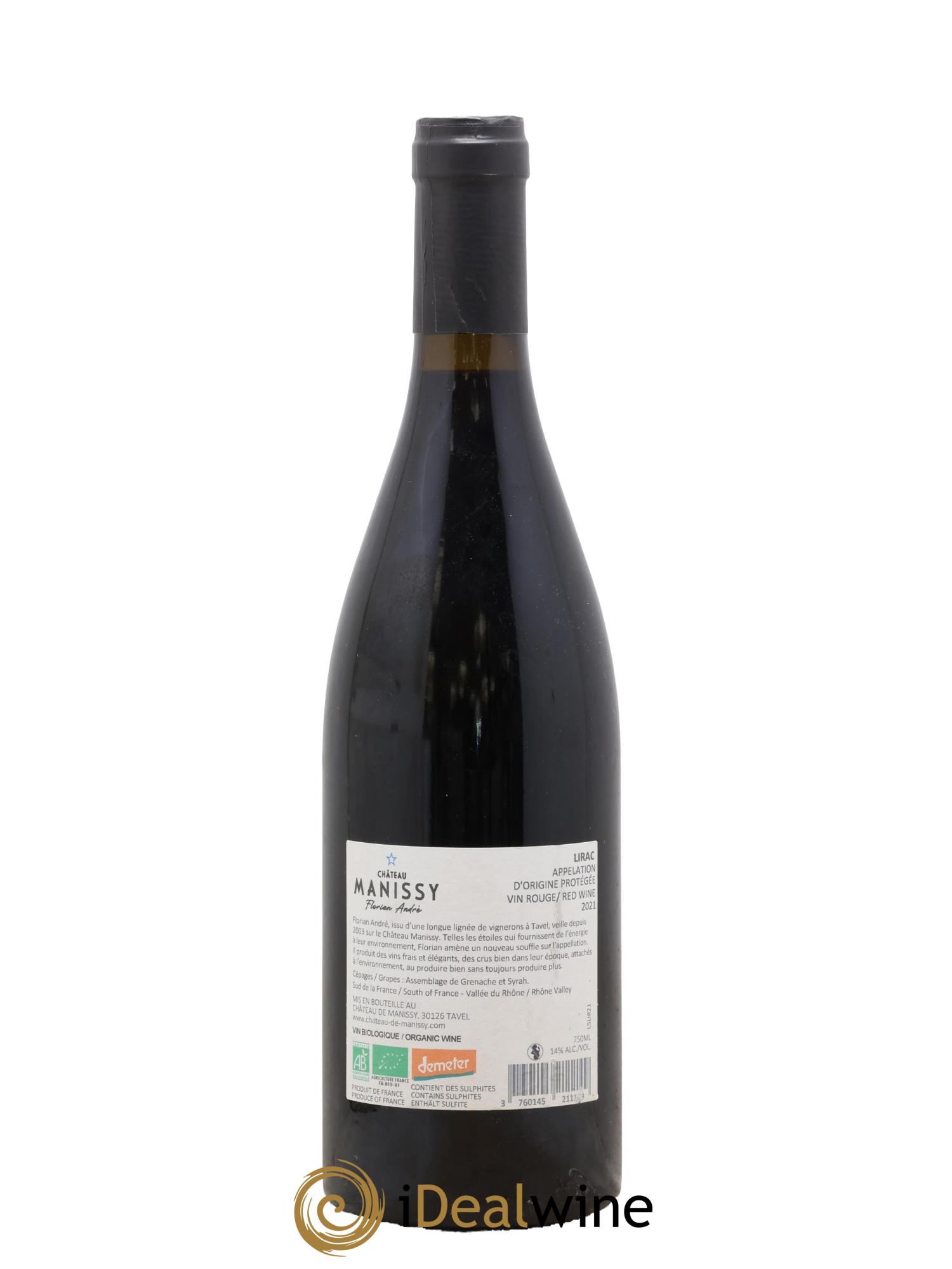 Lirac Château Manissy Florian Andre 2021 - Lot de 1 bouteille - 1