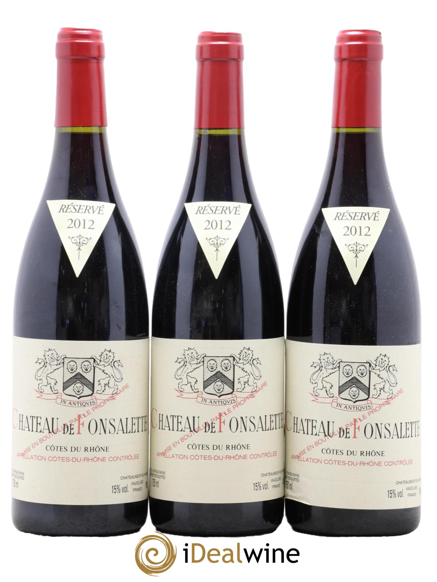Côtes-du-Rhône Château de Fonsalette Emmanuel Reynaud 2012 - Lot de 3 bouteilles - 0