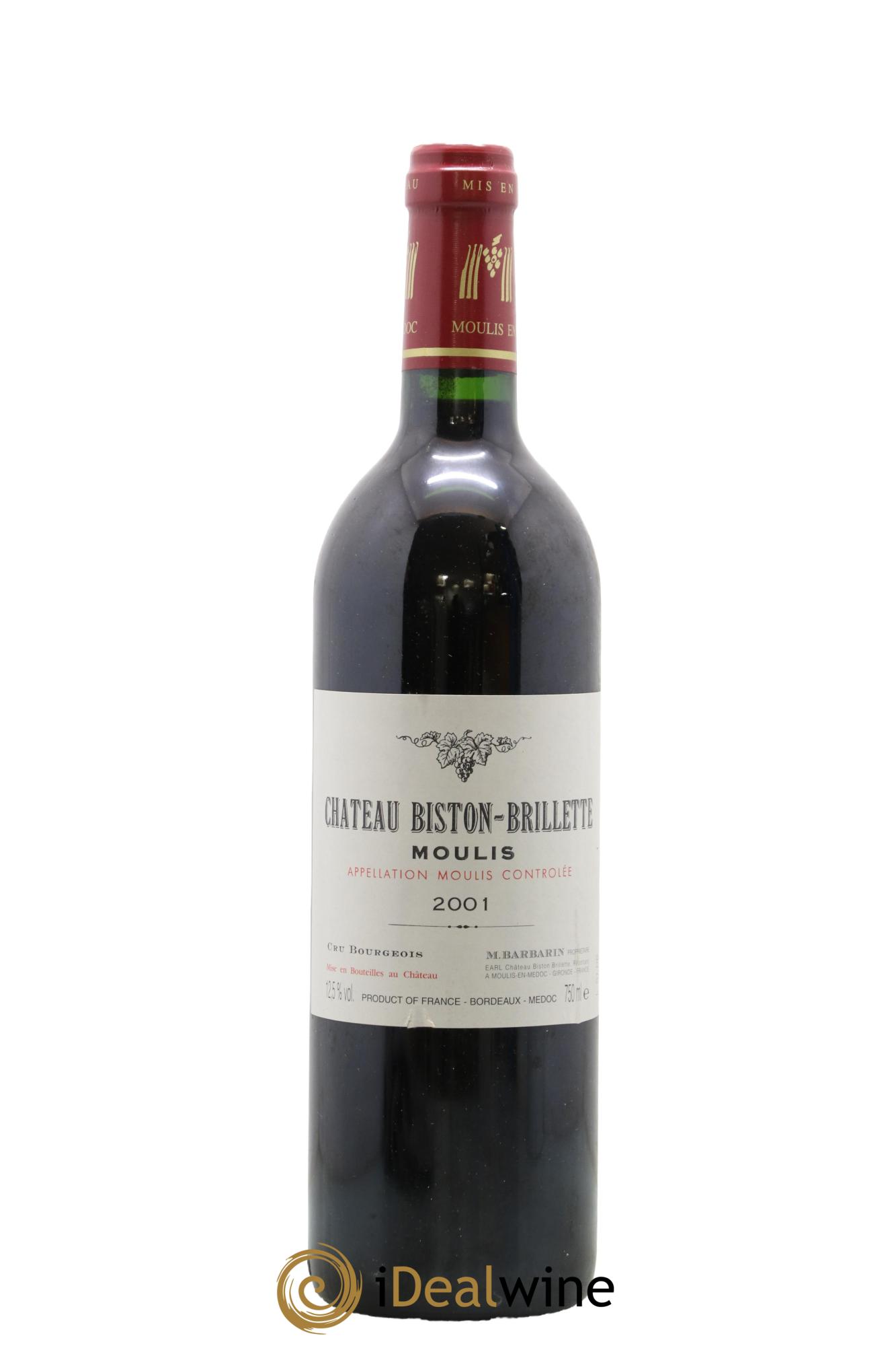 Moulis en Médoc Chateau Biston-Brillette 2001 - Lot de 1 bouteille - 0