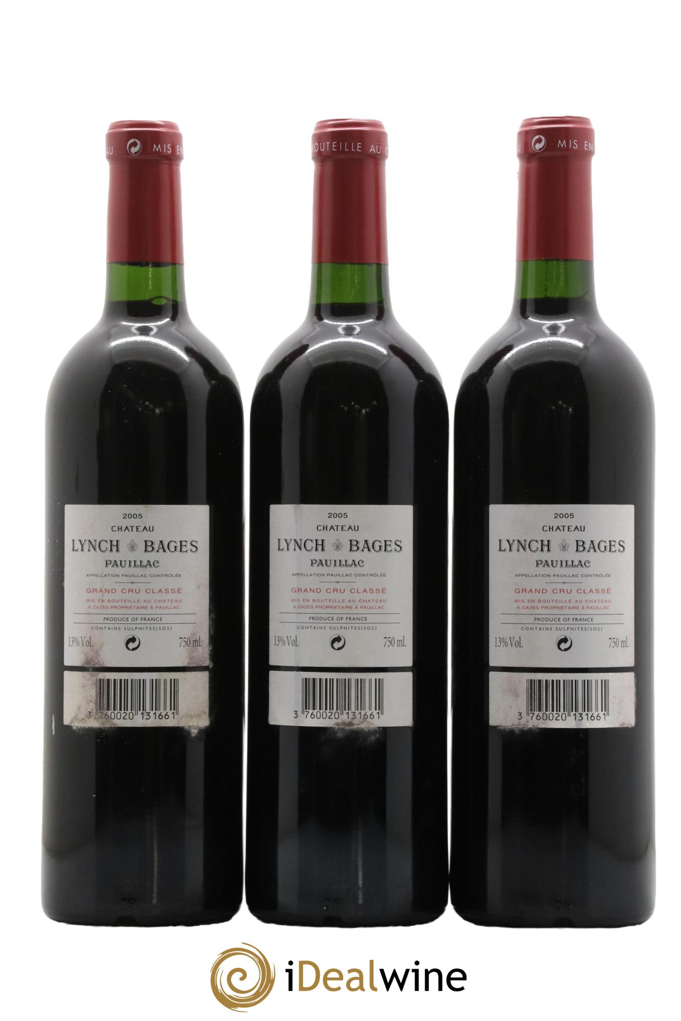 Château Lynch Bages 5ème Grand Cru Classé 2005 - Lot de 3 bouteilles - 1
