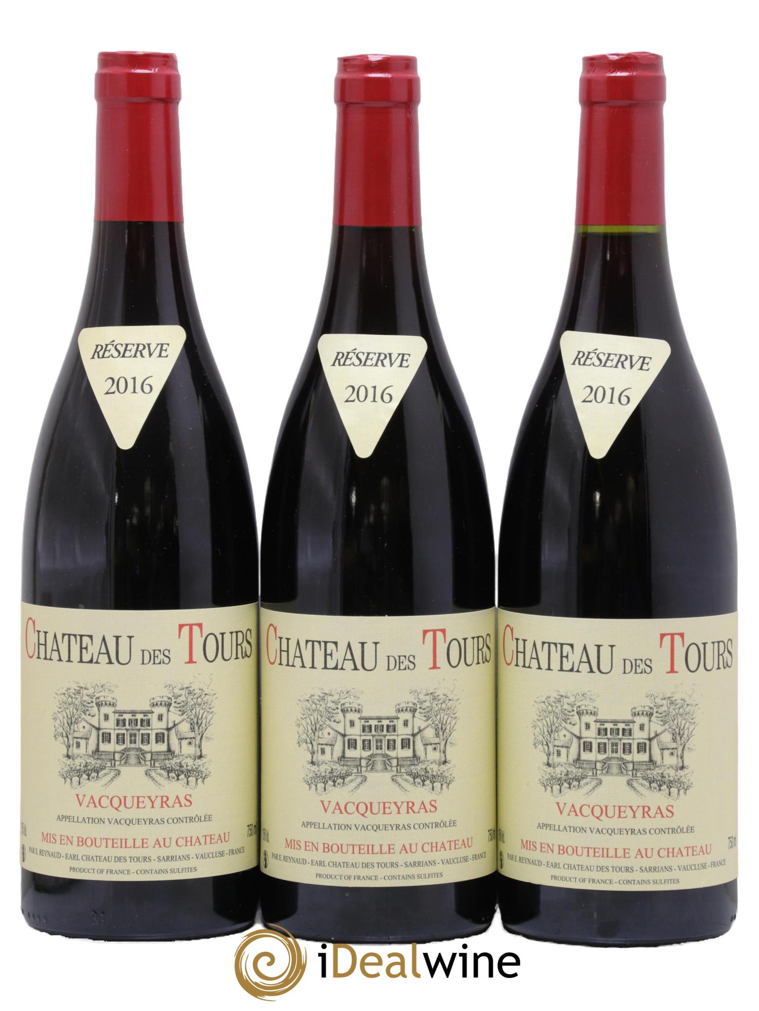 Vacqueyras Château des Tours Emmanuel Reynaud 2016 - Lot of 3 bottles - 0
