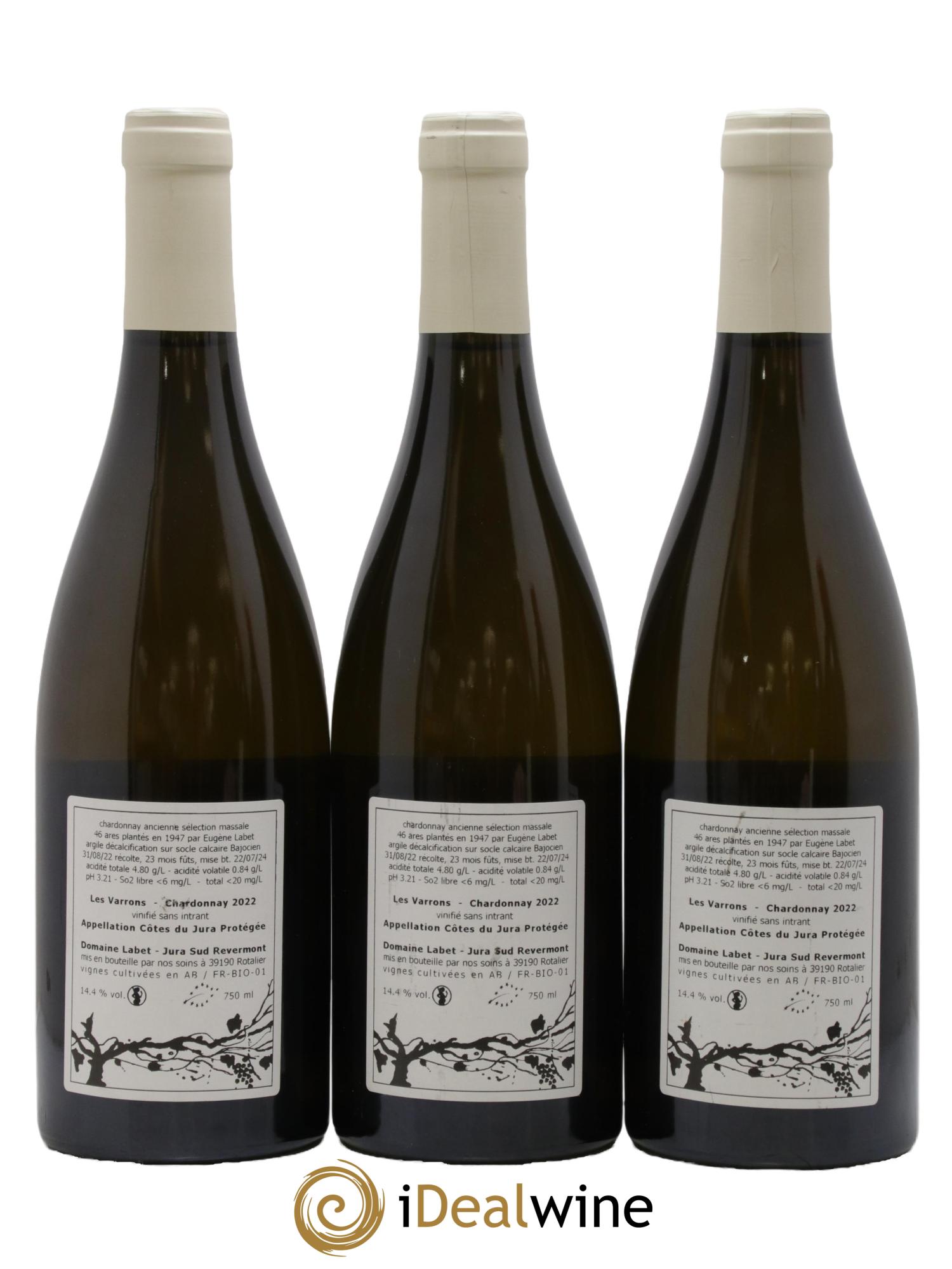 Côtes du Jura Chardonnay Les Varrons Romain - Julien  - Charline Labet 2022 - Posten von 3 Flaschen - 1