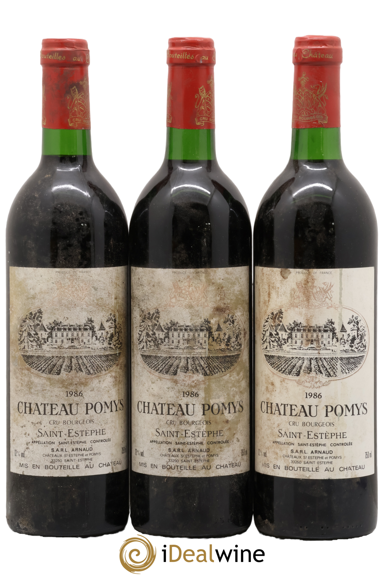 Château Pomys Cru Bourgeois 1986 - Lotto di 3 bottiglie - 0