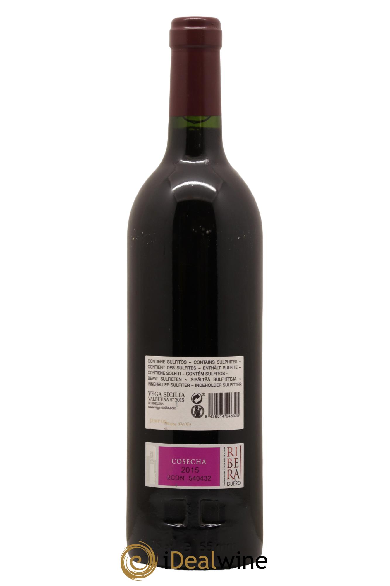 Ribera Del Duero DO Vega Sicilia Valbuena 5 ano Famille Alvarez 2015 - Lot de 1 bouteille - 1