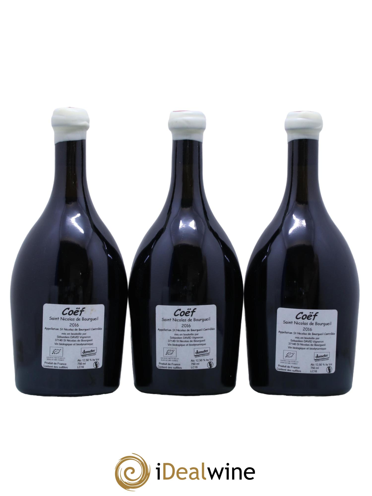 Saint-Nicolas de Bourgueil Coef Sebastien David 2016 - Lot de 3 bouteilles - 1