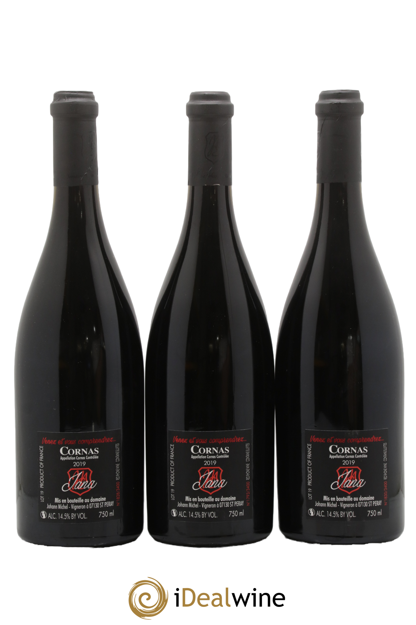 Cornas Jana Johann Michel 2019 - Lot of 3 bottles - 1
