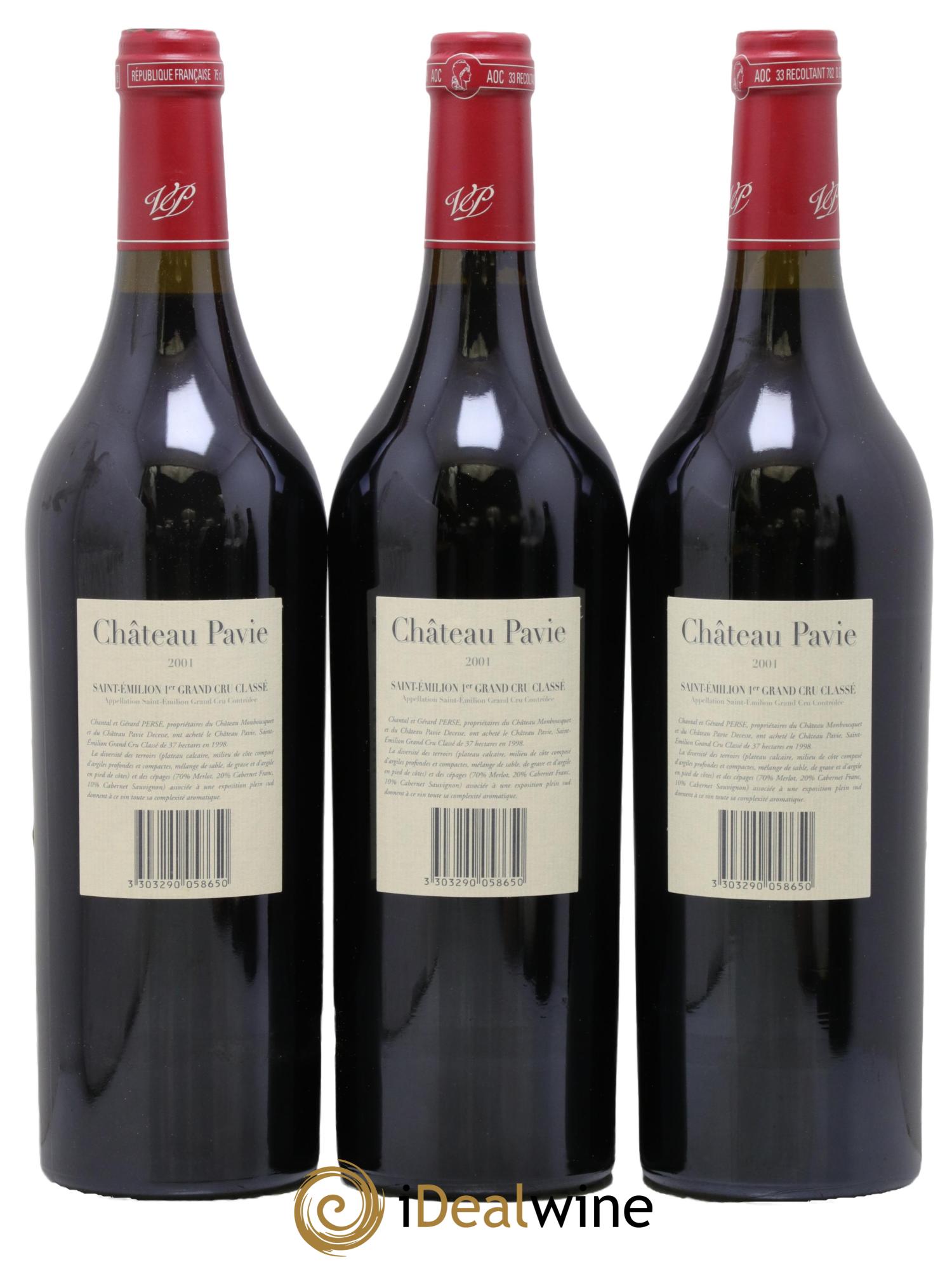 Château Pavie 1er Grand Cru Classé A 2001 - Posten von 3 Flaschen - 1