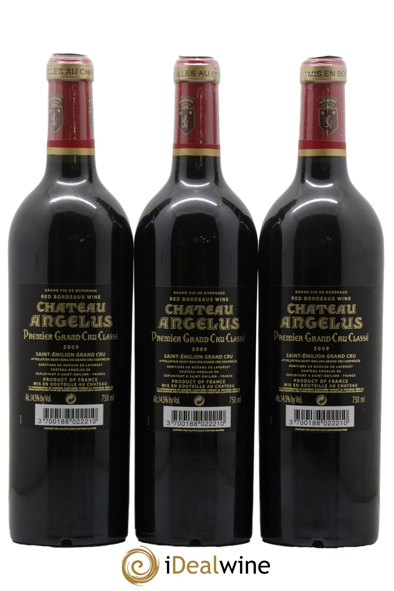Château Angélus 1er Grand Cru Classé A 2009 - Lot of 3 bottles - 1