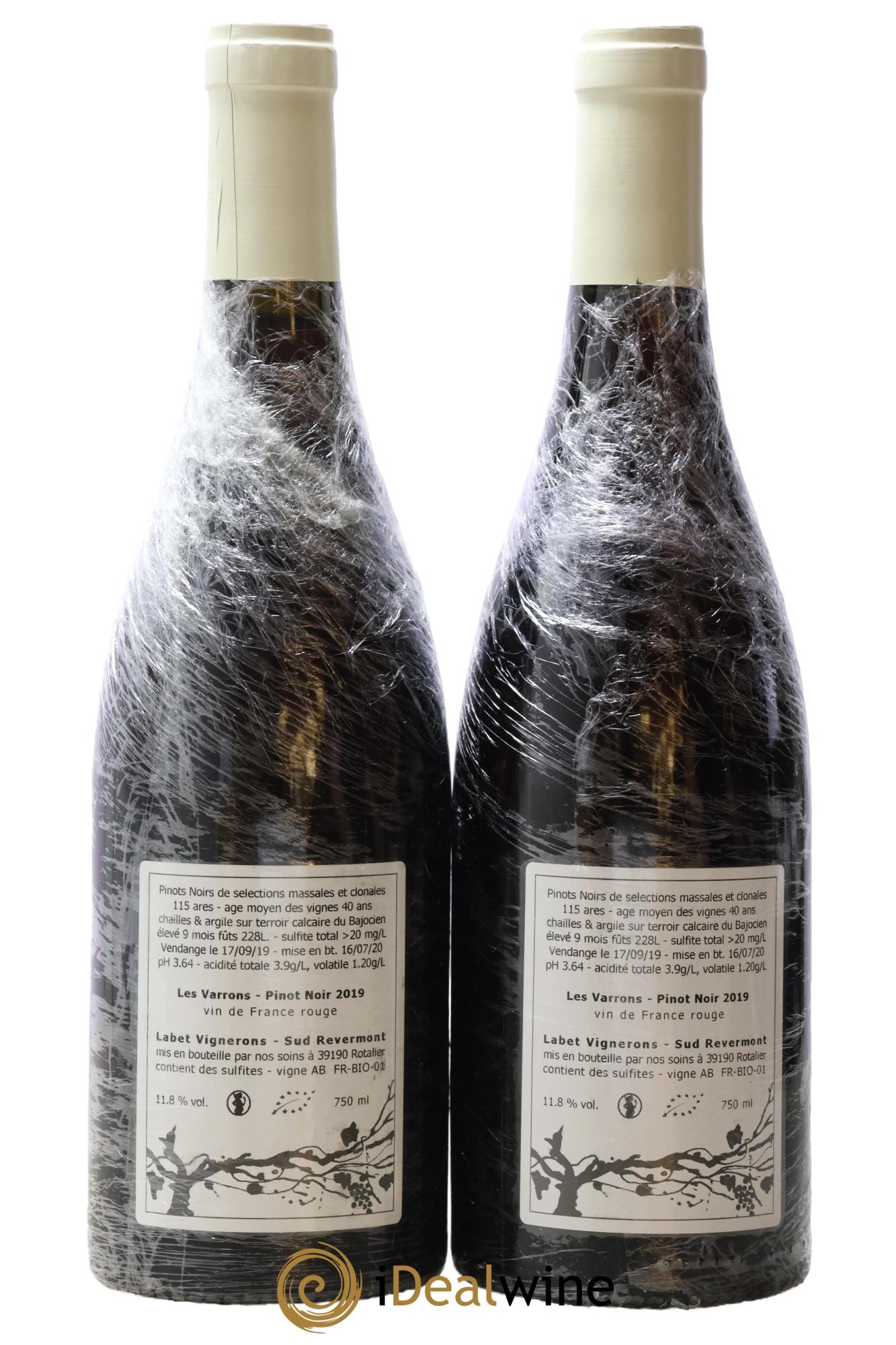 Côtes du Jura Pinot Noir Les Varrons Romain - Julien - Charline Labet 2019 - Lot de 2 bouteilles - 1