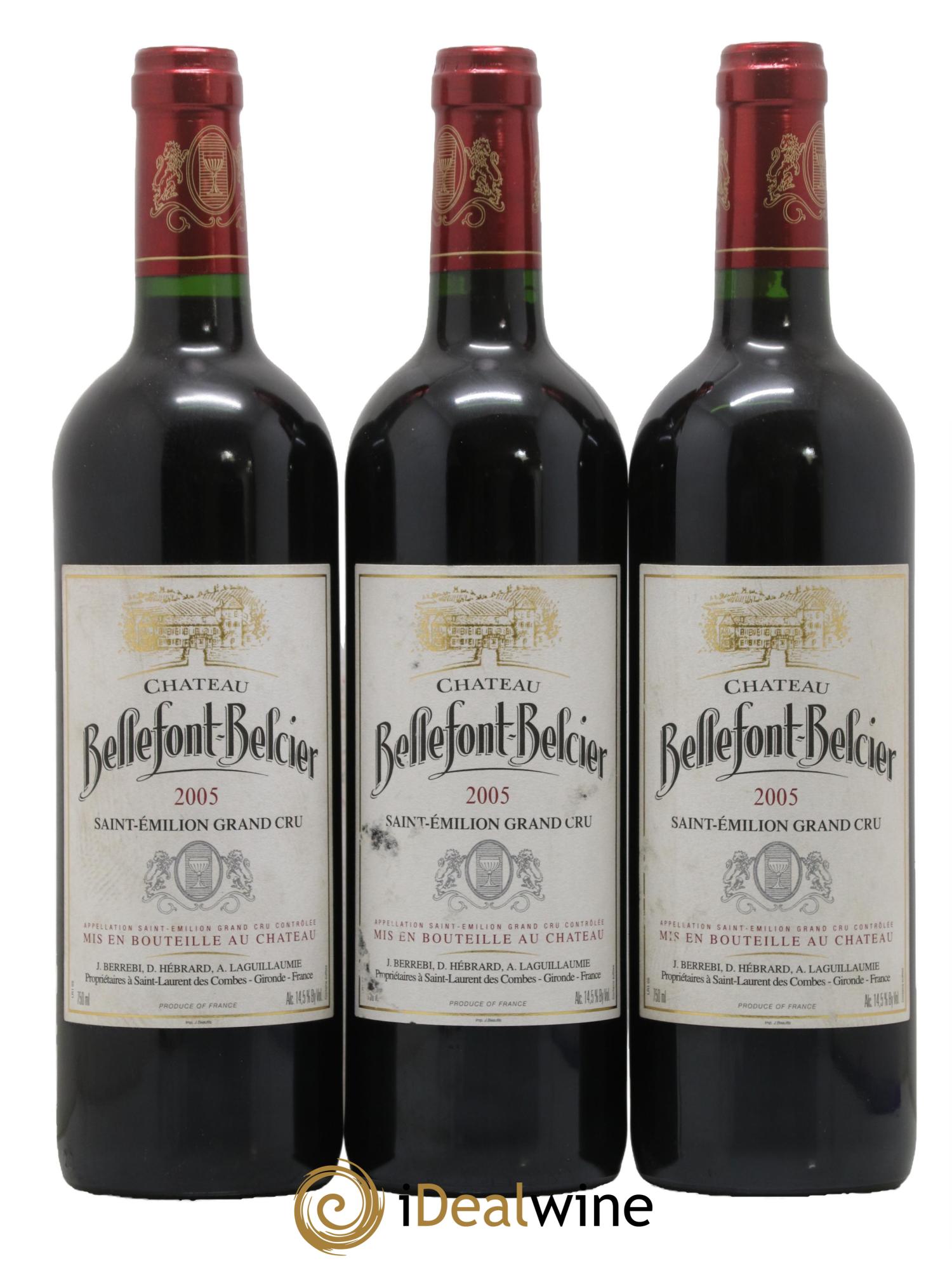 Château Bellefont-Belcier Grand Cru Classé 2005 - Lot de 3 bouteilles - 0