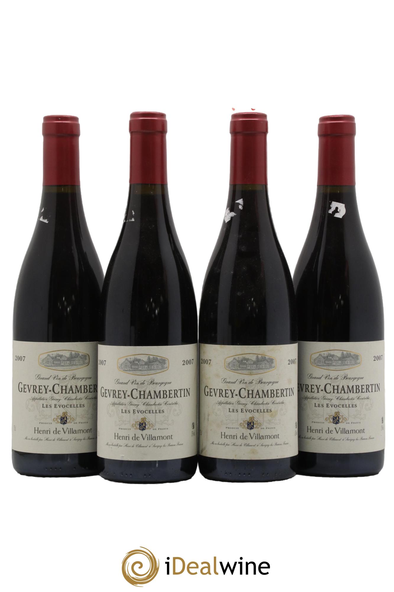 Gevrey-Chambertin Les Evocelles Henri de Villamont 2007 - Lot de 4 bouteilles - 0