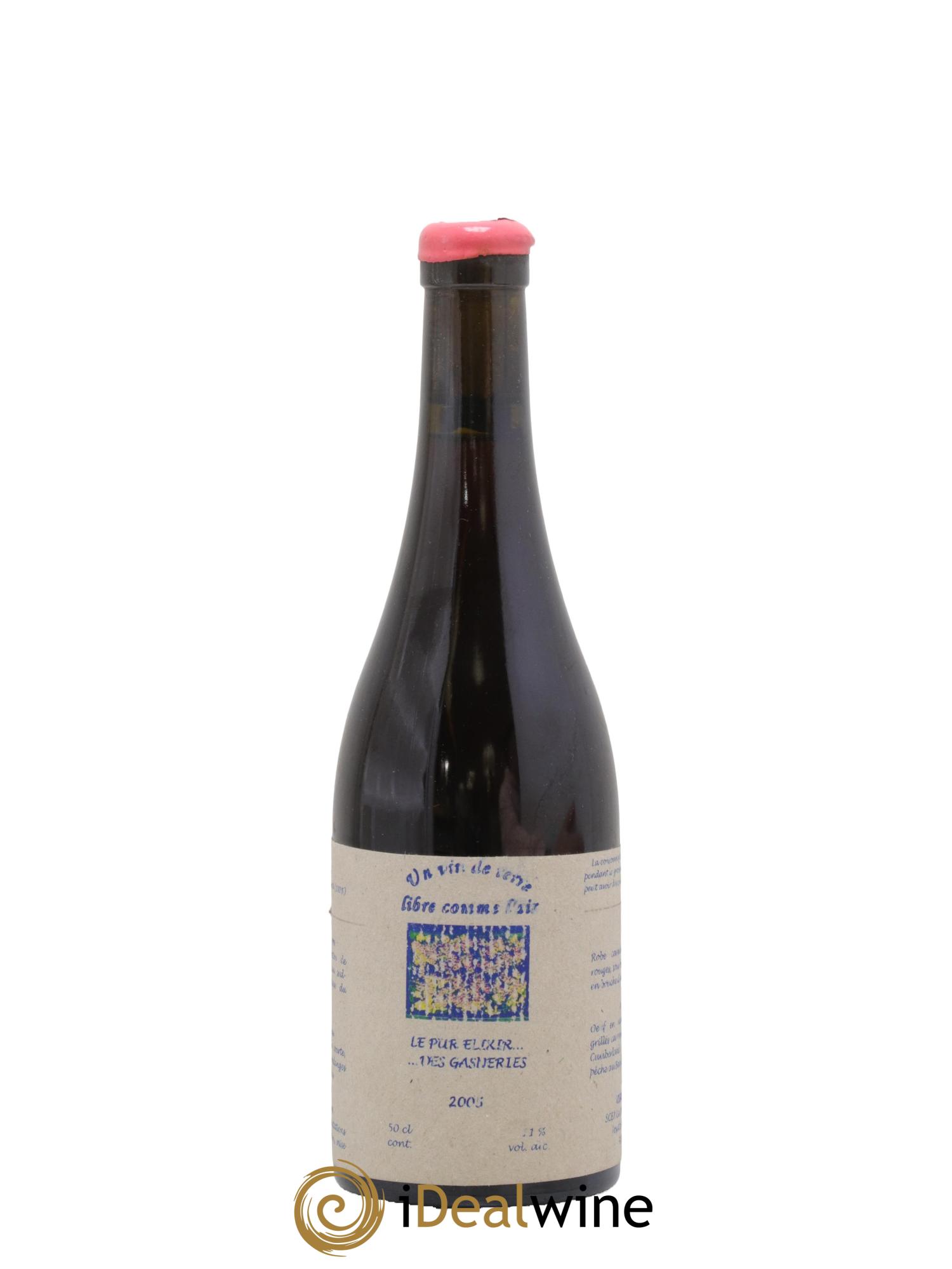 Vin de France Le Pur Elixir des Gaseneries Un Vin de Terre Libre Comme l'Air Josettz Medau et Pierre Weyand 2005 - Lot de 1 format 50cl - 0