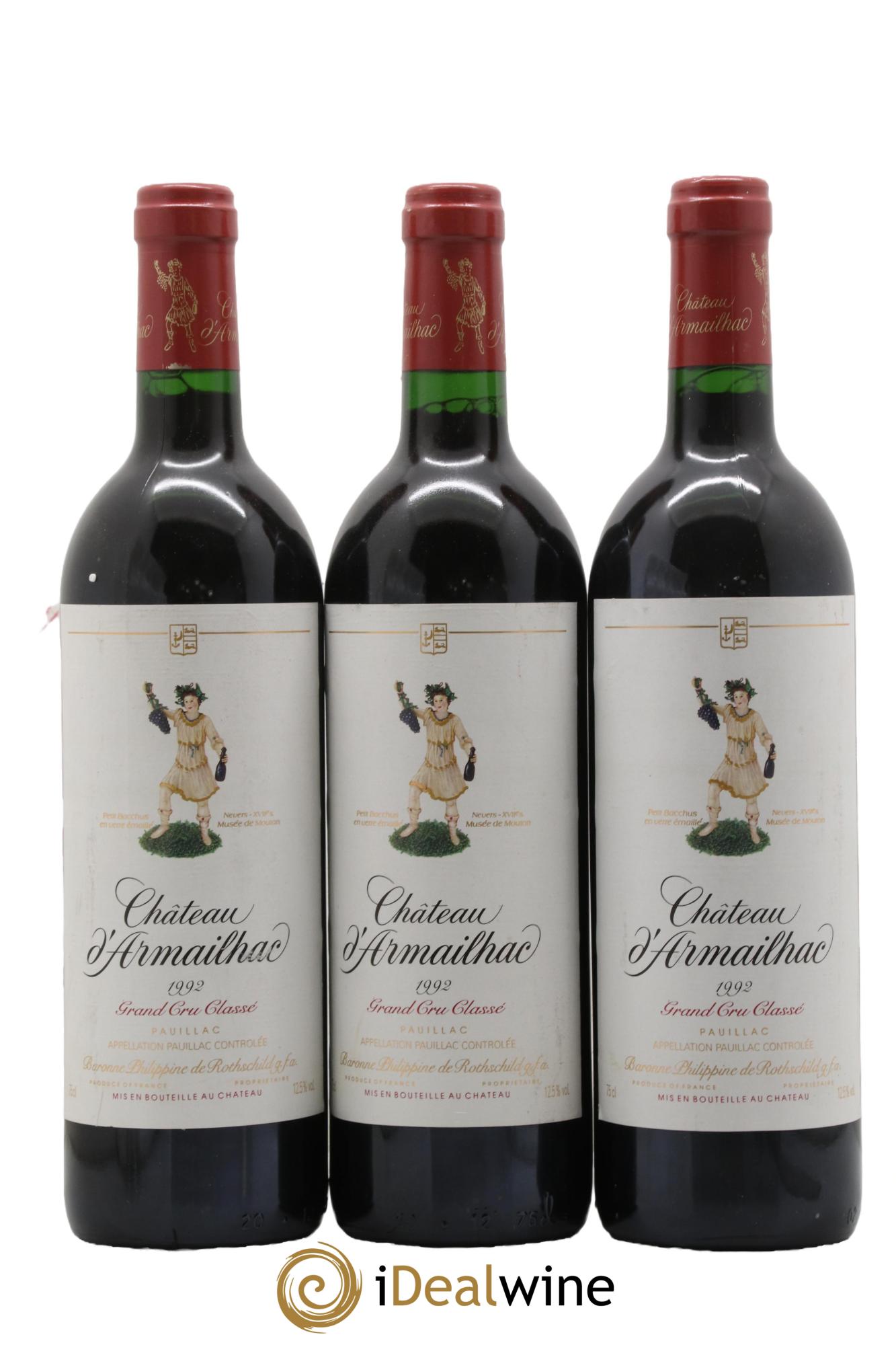 Château d' Armailhac - Mouton Baron(ne) Philippe 5ème Grand Cru Classé 1992 - Lot of 3 bottles - 0