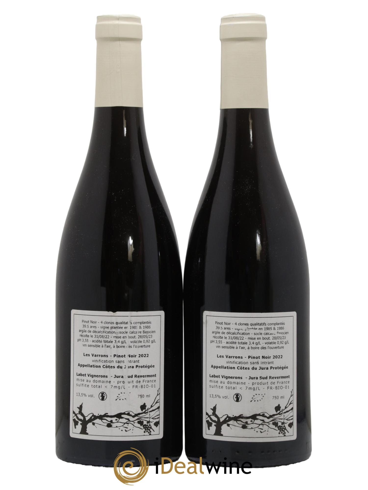Côtes du Jura Pinot Noir Les Varrons Sélection Massale Romain - Julien - Charline Labet 2022 - Lot de 2 bouteilles - 1