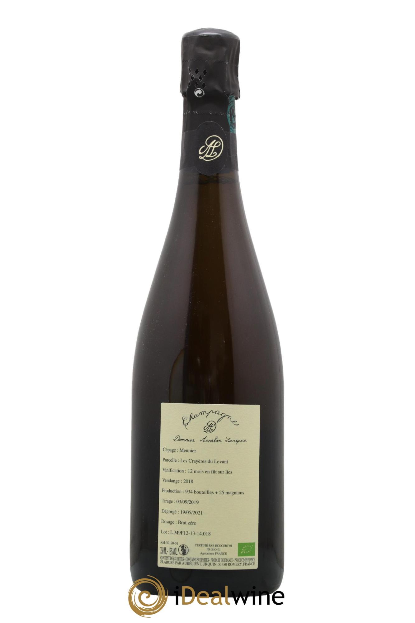 Meunier Les Crayères du Levant Aurélien Lurquin 2018 - Lot de 1 bouteille - 1