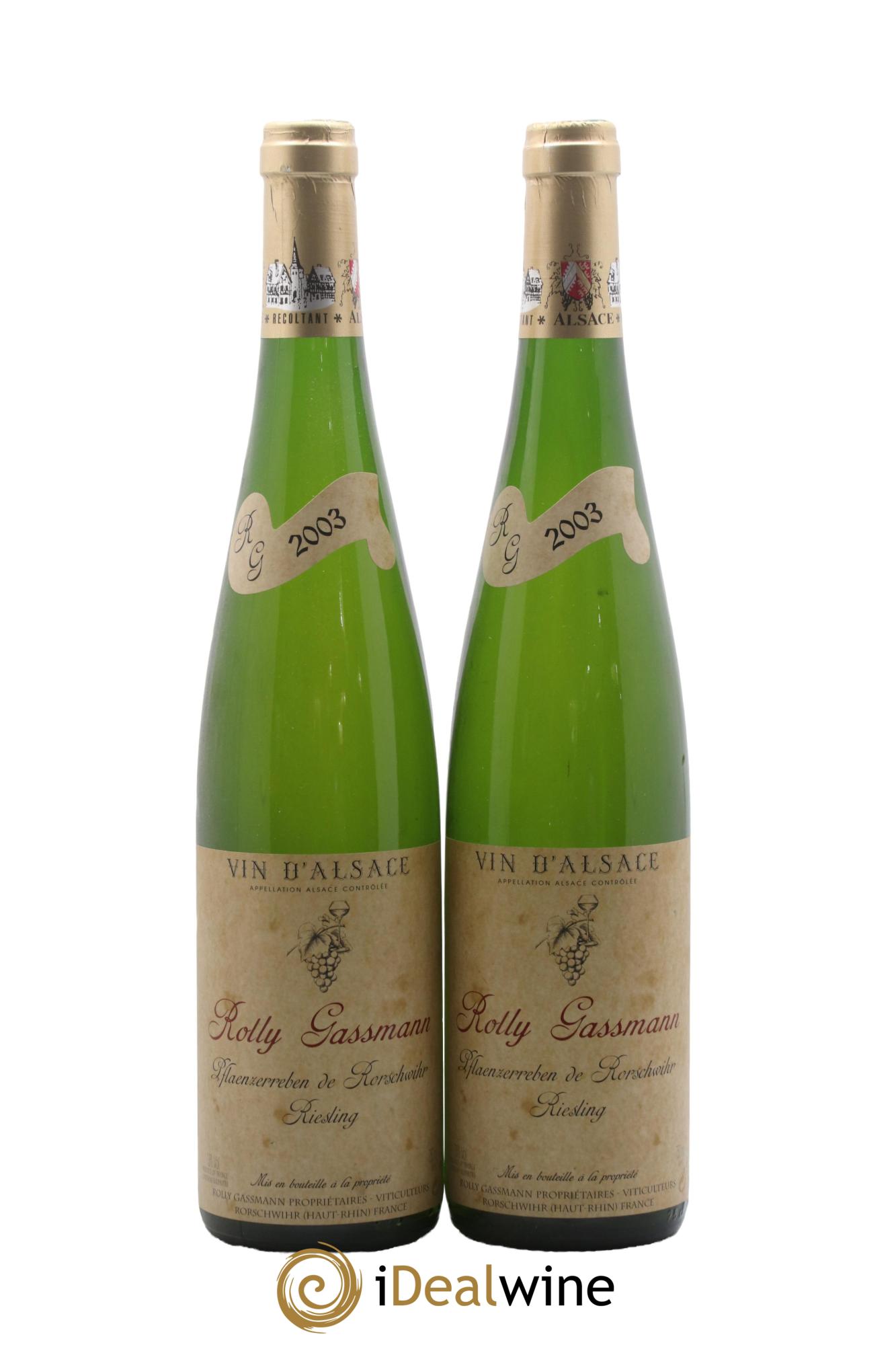 Alsace Riesling Plaenzerreben de Rorschwihr Rolly-Gassmann 2003 - Lotto di 2 bottiglie - 0