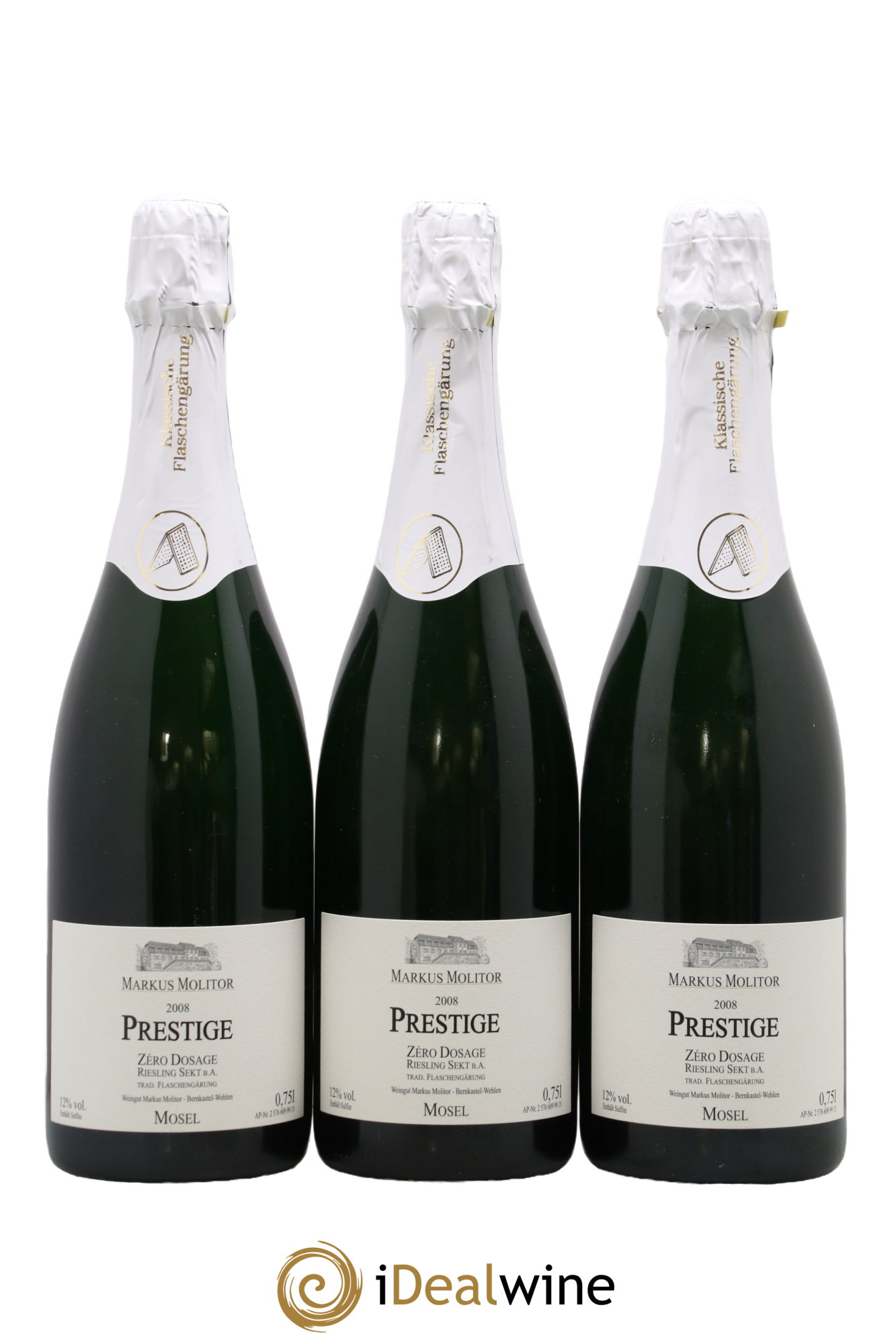 Allemagne Mosel Sekt Prestige Zero Dosage Markus Molitor 2008 - Lotto di 3 bottiglie - 0