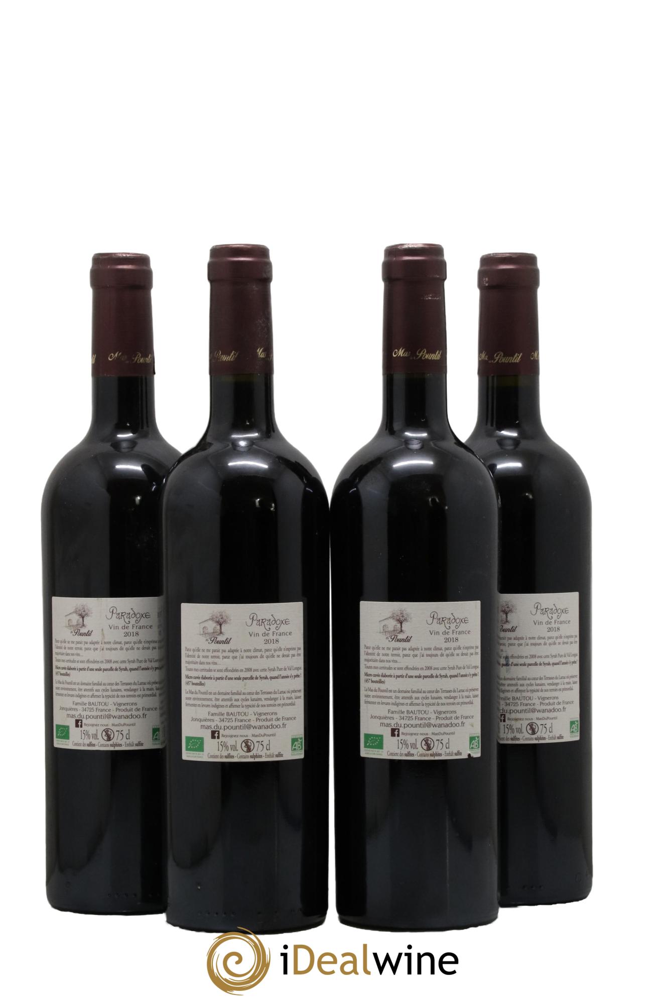 Vin de France Paradoxe Mas du Pountil 2018 - Lot de 4 bouteilles - 1