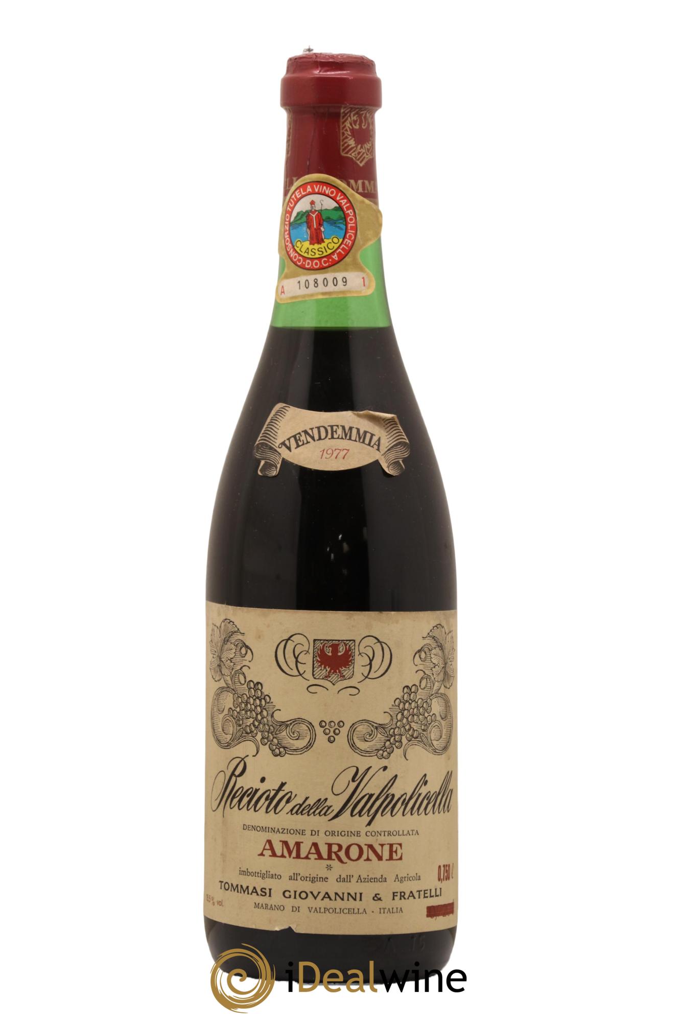 Amarone della Valpolicella DOC Recioto Classico Tommasi 1977 - Lot de 1 bouteille - 0