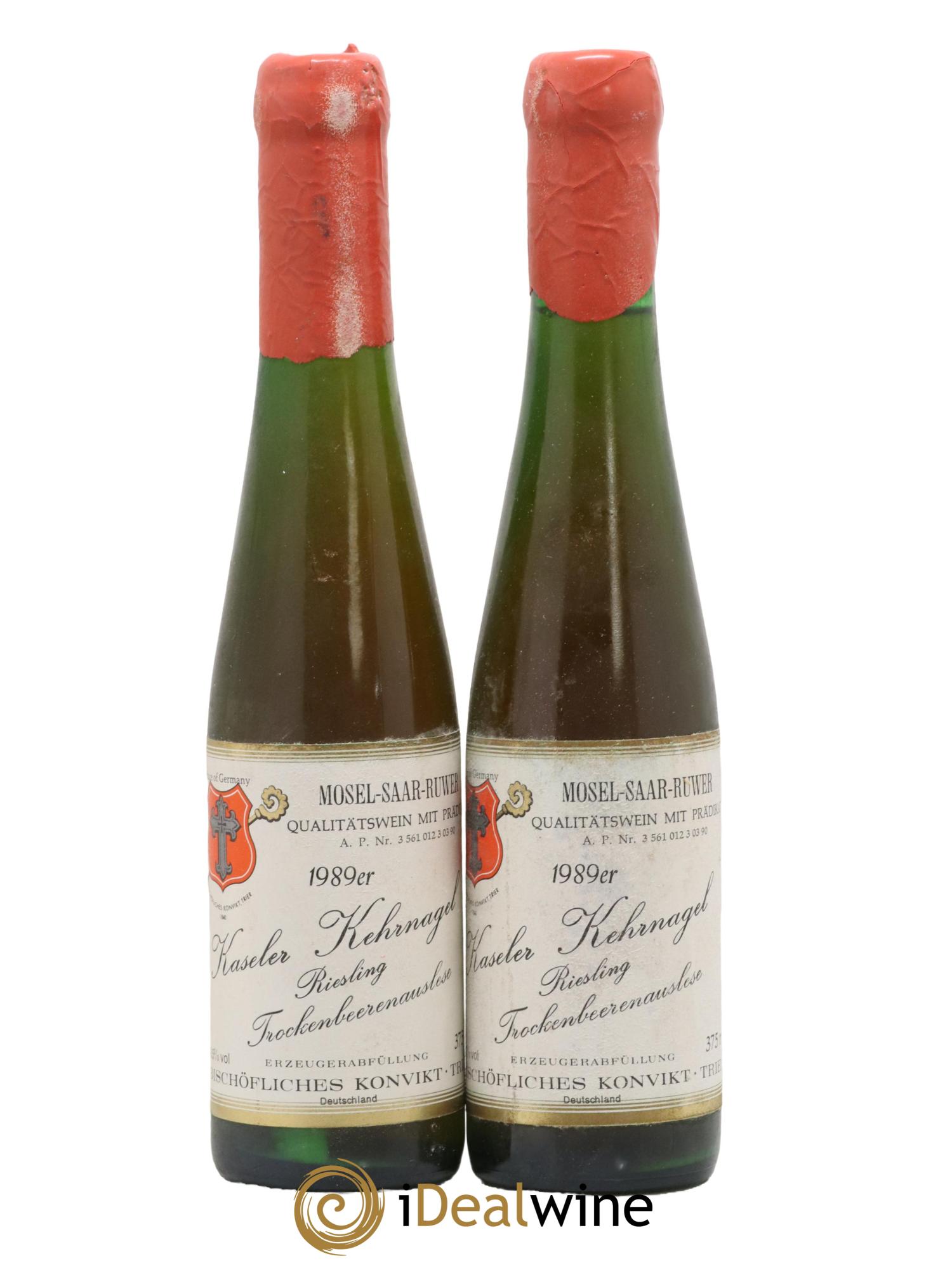 Allemagne Mosel-Saar Bischofliches Konvikt Trier Kaseler Kehrnagel Trockenbeerenauslese 1989 - Posten von 2 Demi-Flaschen - 0