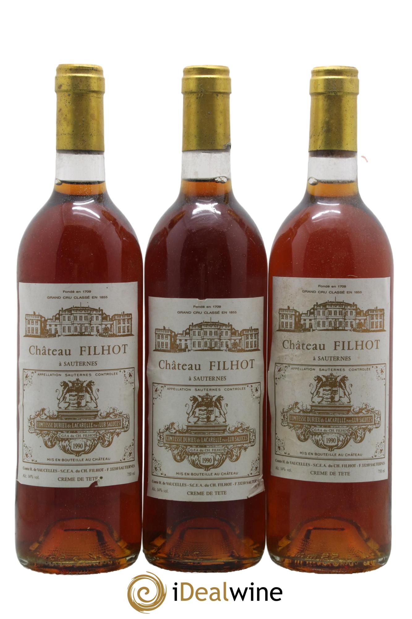 Château Filhot - Crème de Tête 2ème Grand Cru Classé 1990 - Lotto di 12 bottiglie - 2