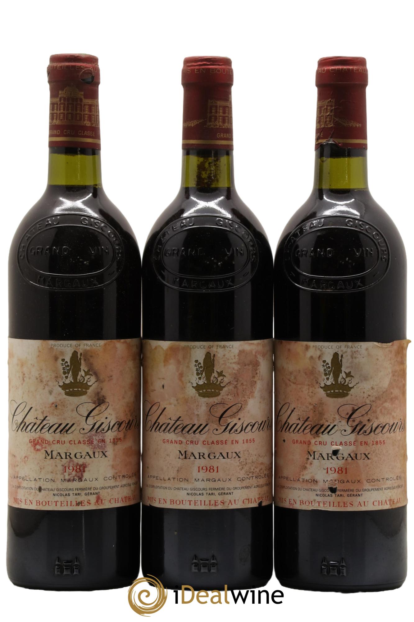 Château Giscours 3ème Grand Cru Classé 1981 - Lot de 3 bouteilles - 0