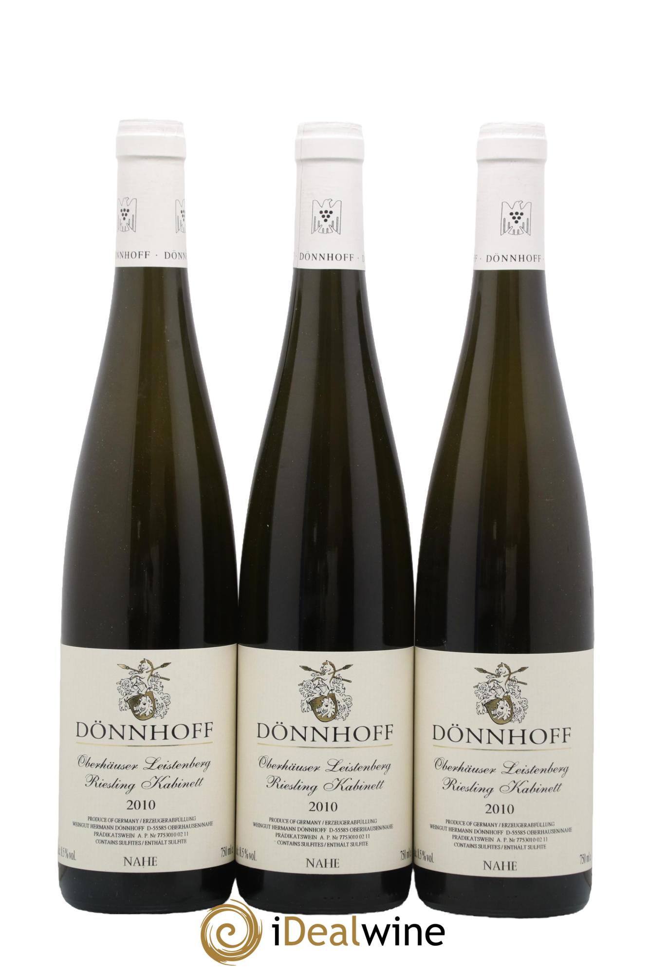 Allemagne Nahe Riesling Oberhäuser Leistenberg Kabinett Dönnhof 2010 - Lot de 3 bouteilles - 0