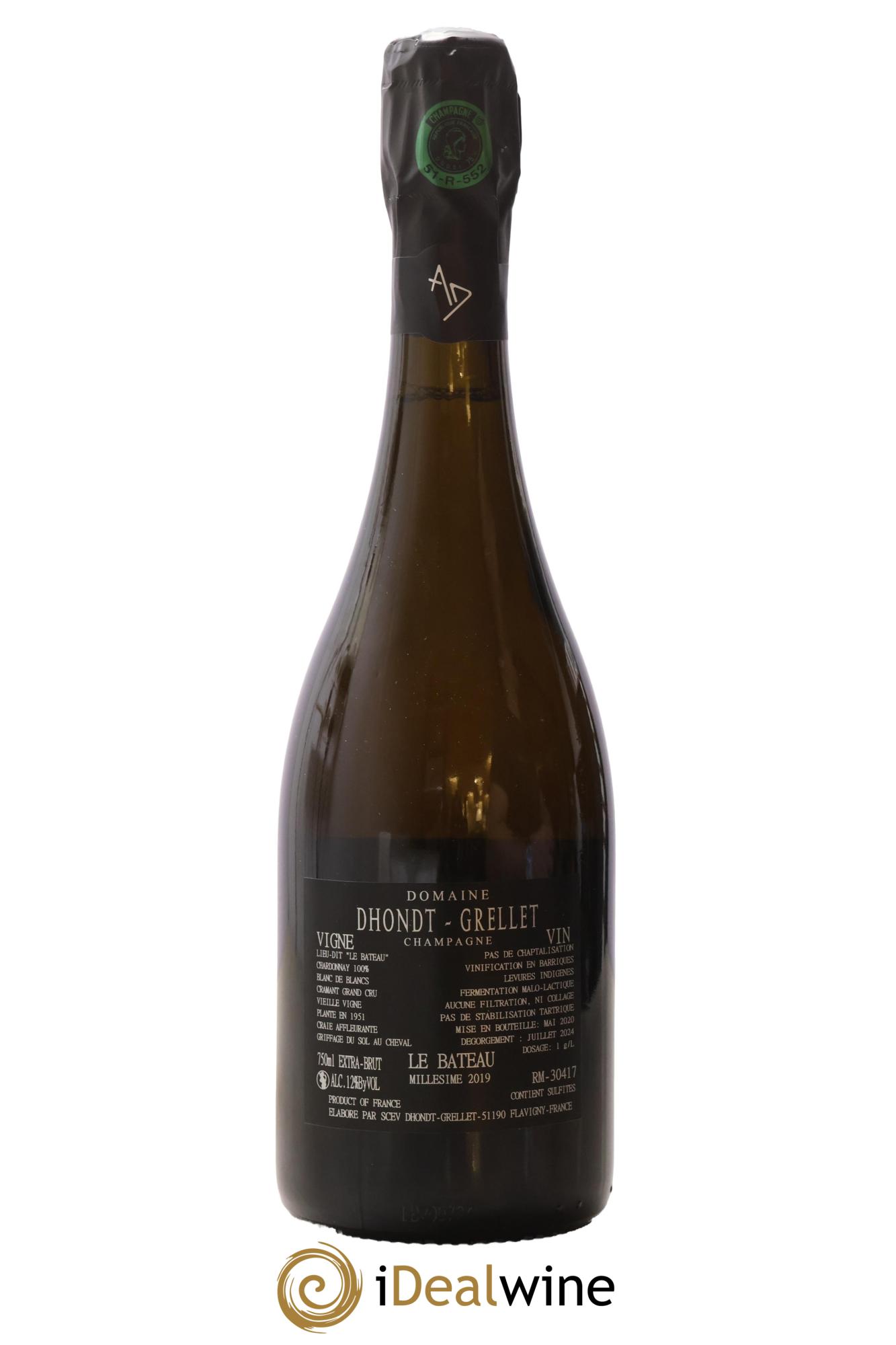 Grand Cru Extra-Brut Blanc de Blancs Le Bateau Cramant Vieille Vigne Dhondt-Grellet 2019 - Lot of 1 bottle - 1