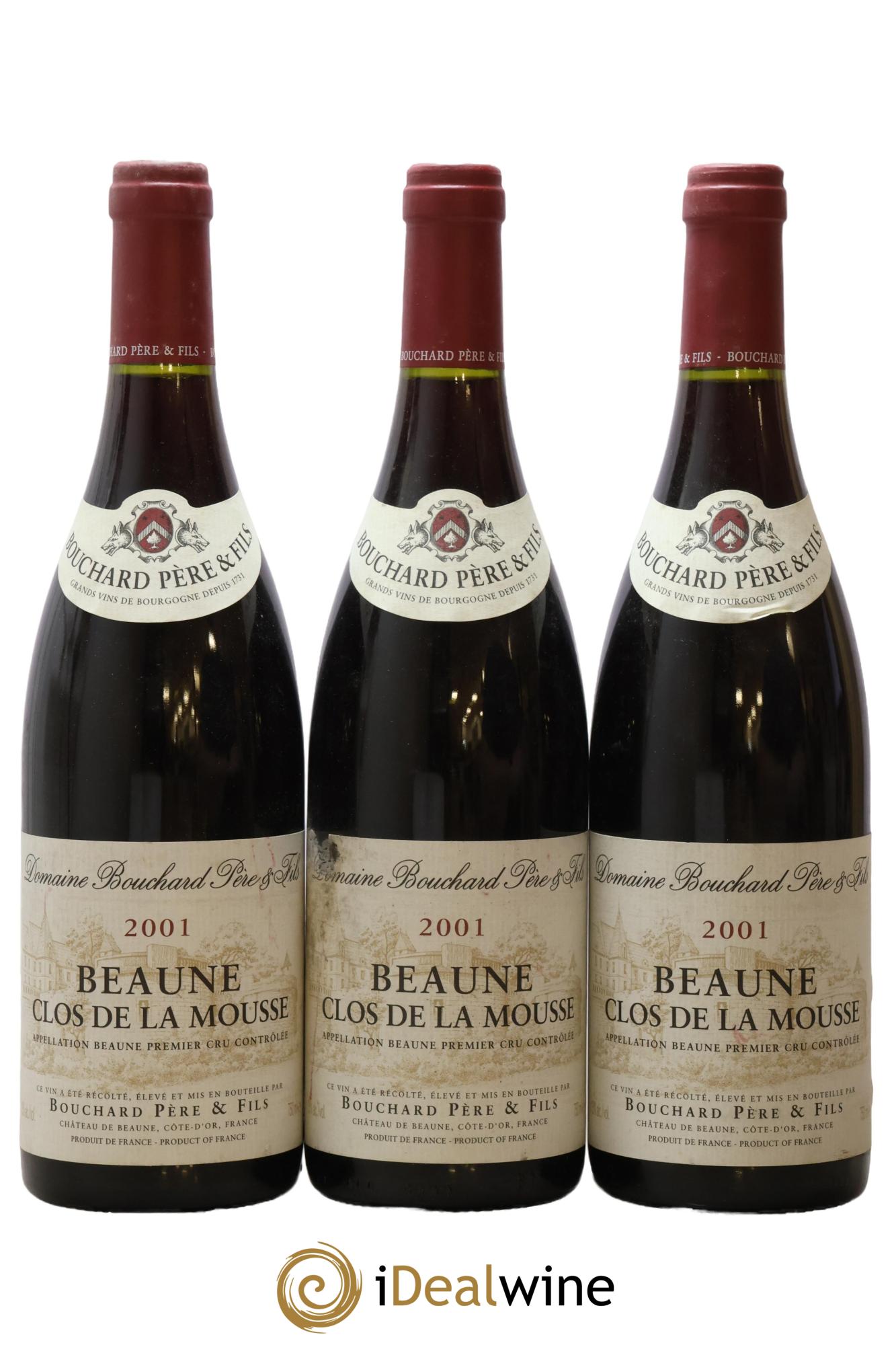 Beaune 1er Cru Clos de la Mousse Bouchard Père & Fils 2001 - Lot of 3 bottles - 0