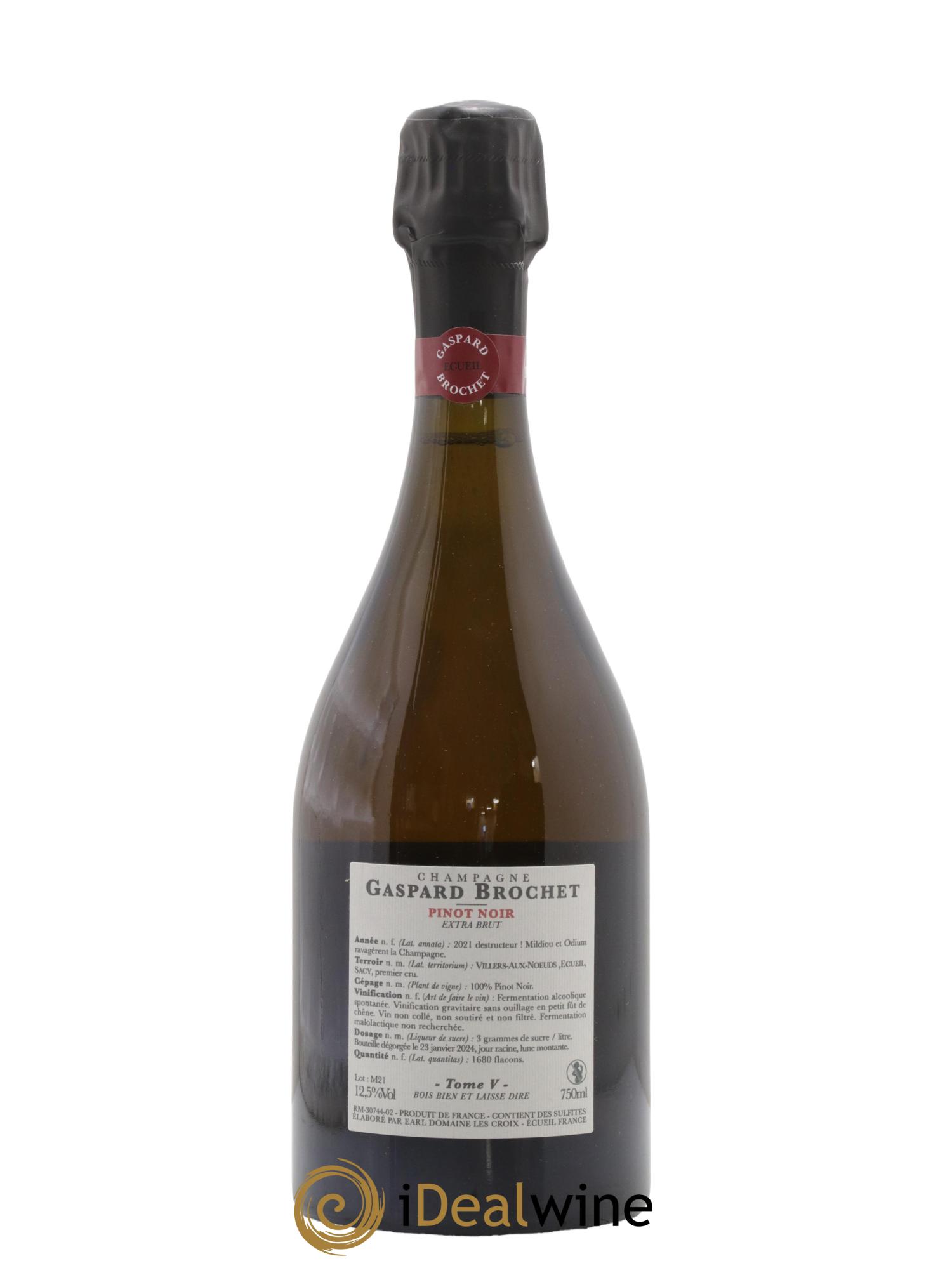 Pinot Noir Extra-Brut Tome V Gaspard Brochet 2021 - Lot de 1 bouteille - 1