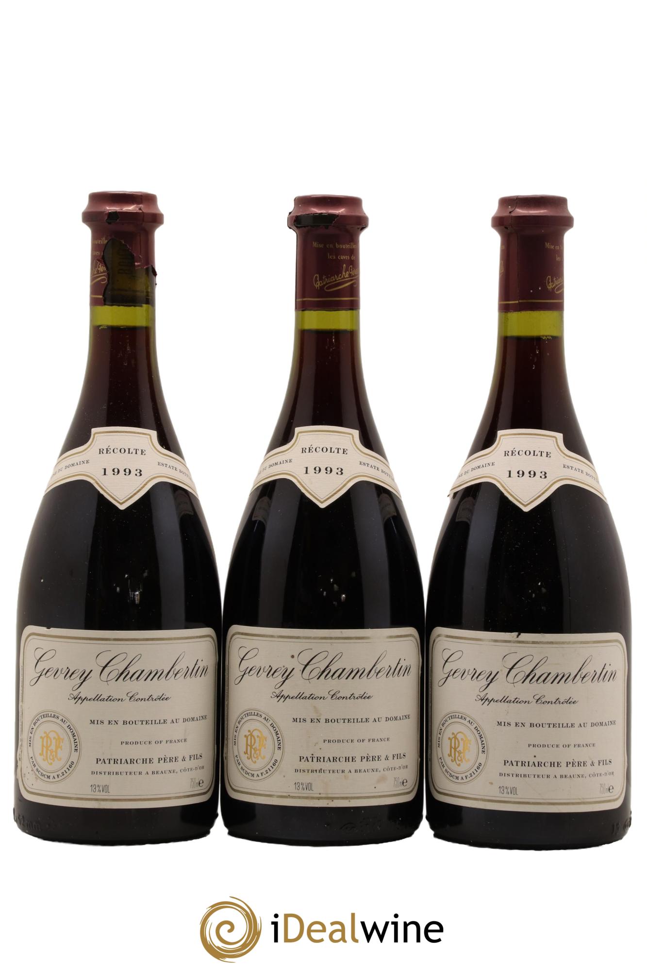 Gevrey-Chambertin Patriarche Pere et Fils 1993 - Lot de 3 bouteilles - 0