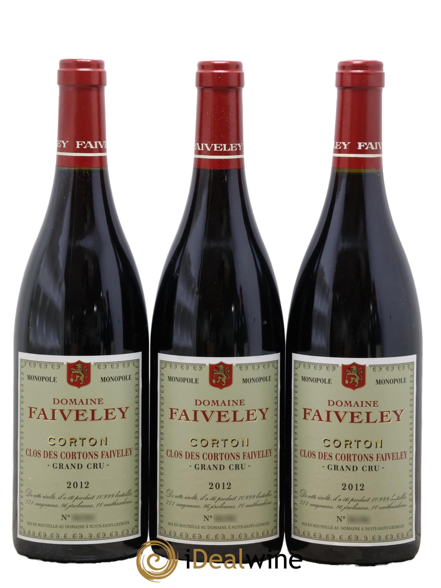 Corton Grand Cru Clos des Cortons Faiveley  2012 - Posten von 3 Flaschen - 0