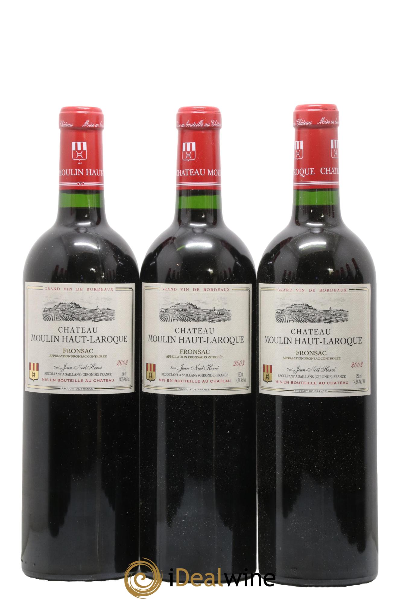 Fronsac Château Moulin Haut Laroque 2003 - Posten von 12 Flaschen - 1