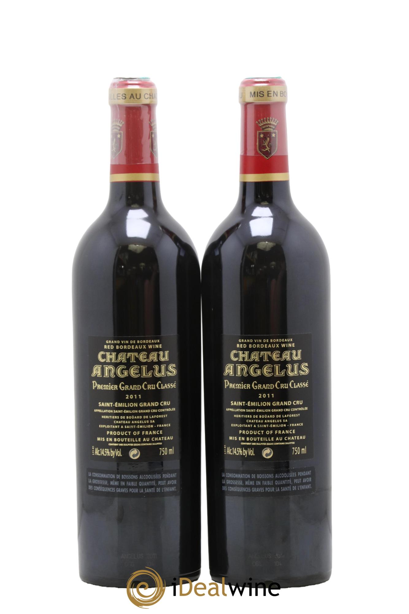 Château Angélus 1er Grand Cru Classé A 2011 - Lotto di 2 bottiglie - 1