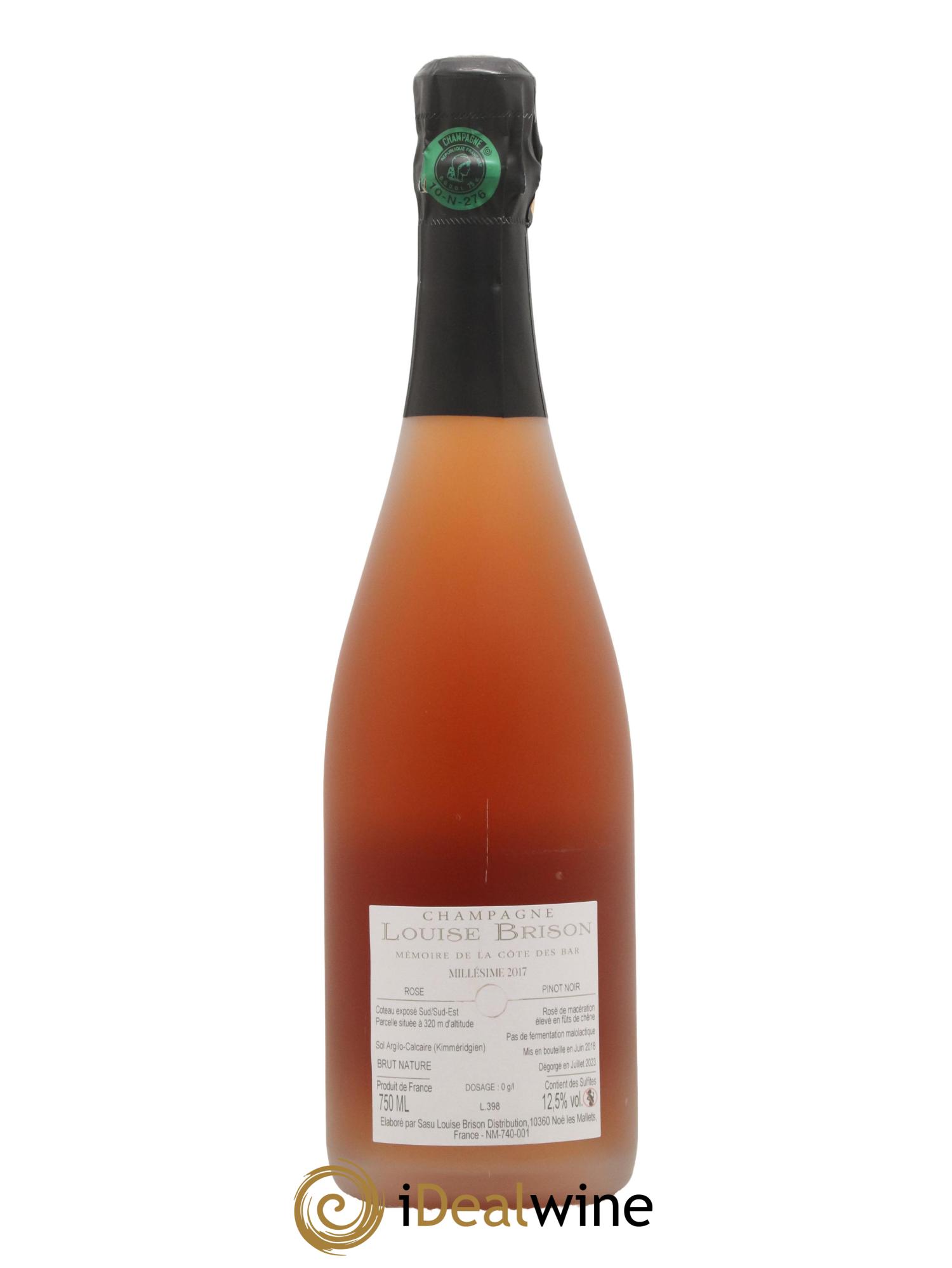 Champagne - Brut Nature Rose de la Cote des Bar Maison Louise Brison 2017 - Lot de 1 bouteille - 1