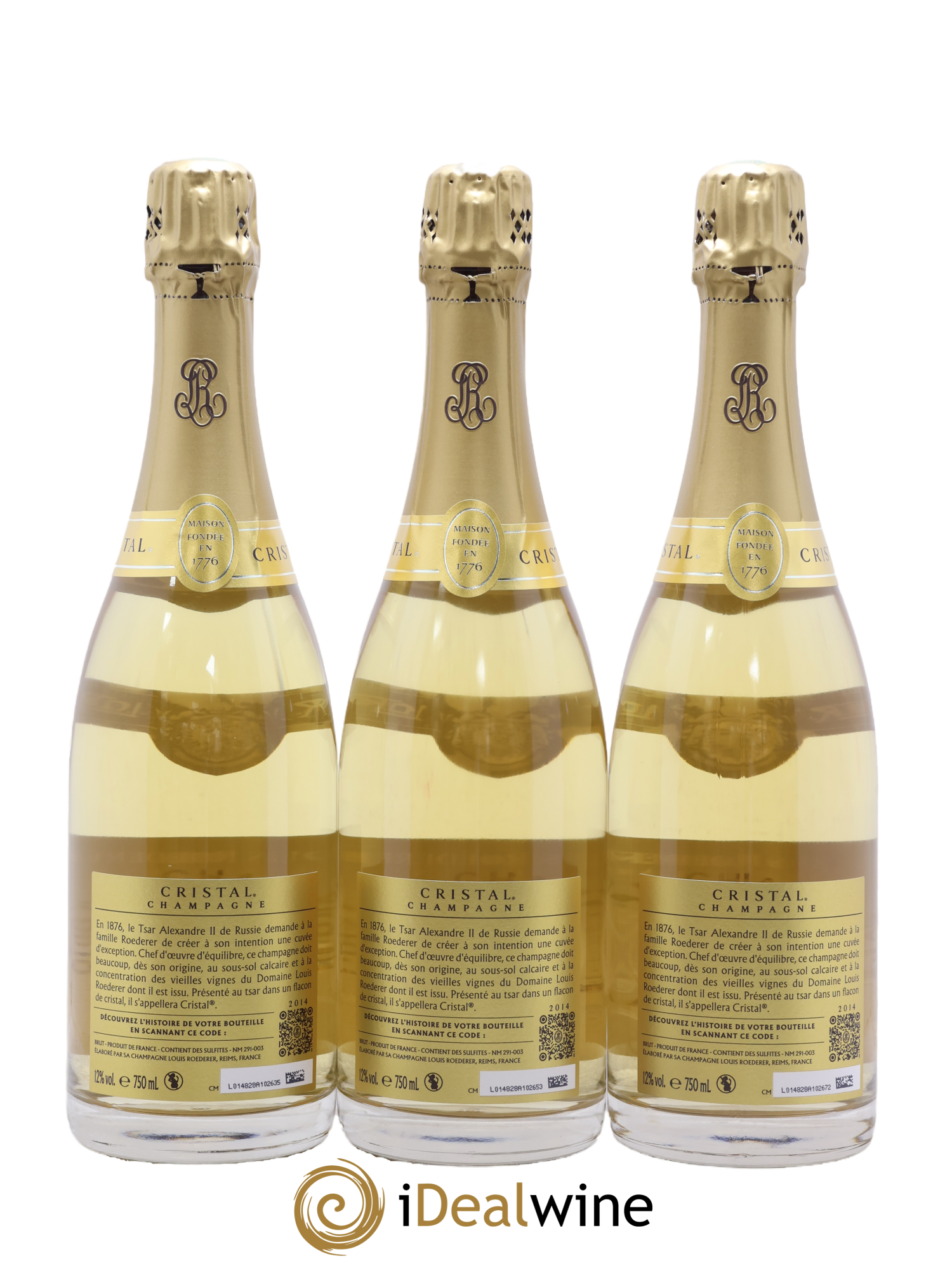 Cristal Louis Roederer 2014 - Lot of 3 bottles - 1