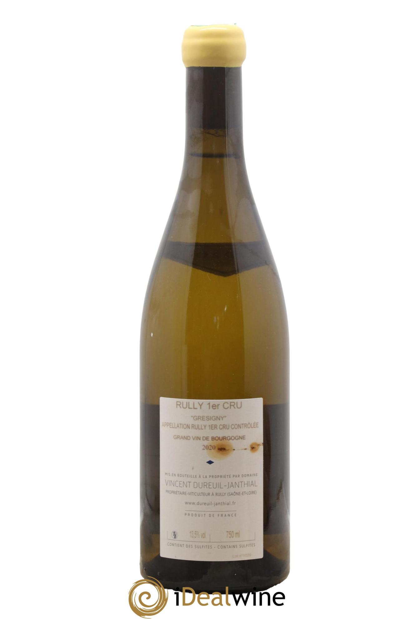 Rully 1er Cru Grésigny Vieilles Vignes Vincent Dureuil-Janthial 2020 - Lot of 1 bottle - 1