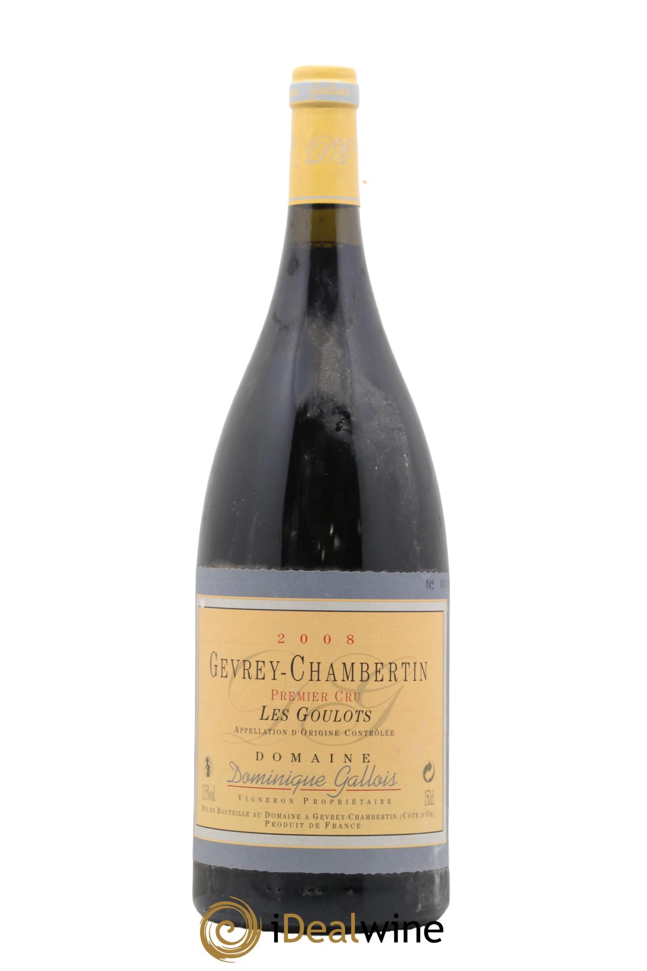 Gevrey-Chambertin 1er Cru Les Goulots Domaine Dominique Gallois 2008 - Lot de 1 magnum - 0