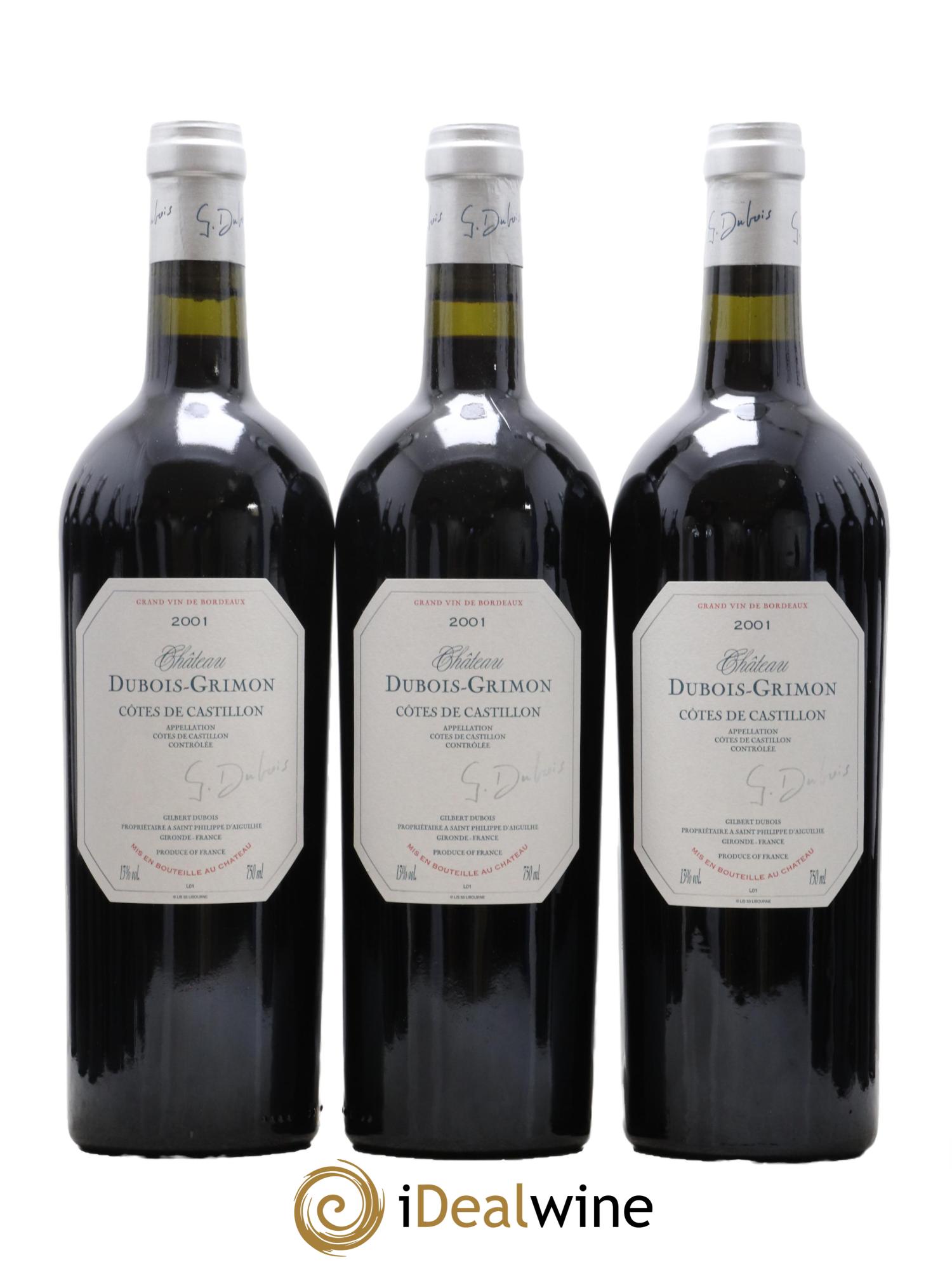 Castillon-Côtes-de-Bordeaux (Côtes-de-Castillon) Dubois-Grimon 2001 - Lot de 12 bouteilles - 1