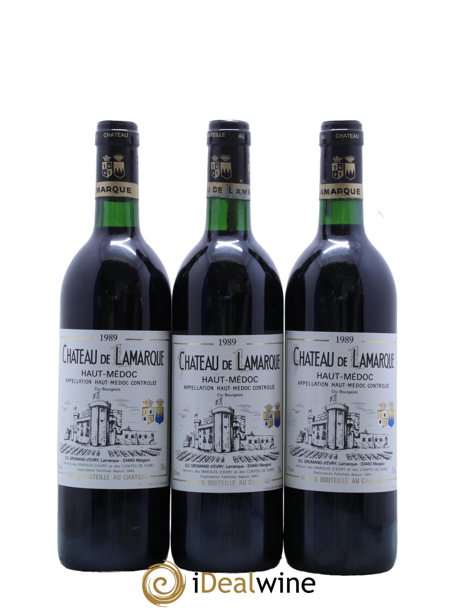 Château de Lamarque Cru Bourgeois 1989 - Lot de 3 bouteilles - 0