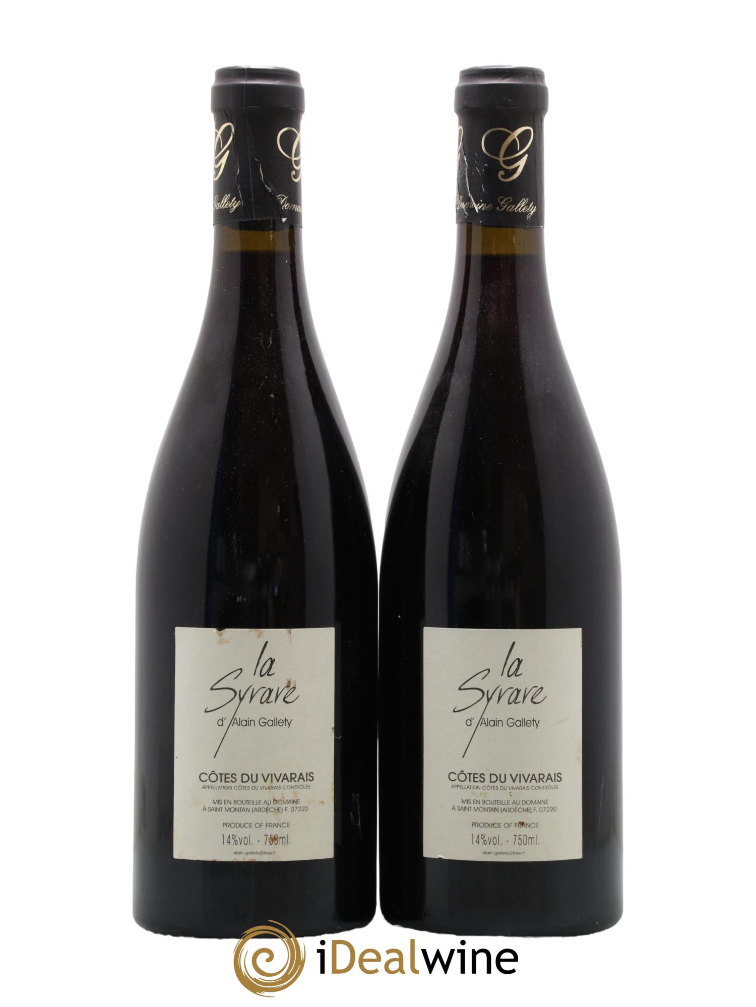 Côtes du Vivarais La Syrare Gallety (Domaine) 2003 - Lot de 2 bouteilles - 1