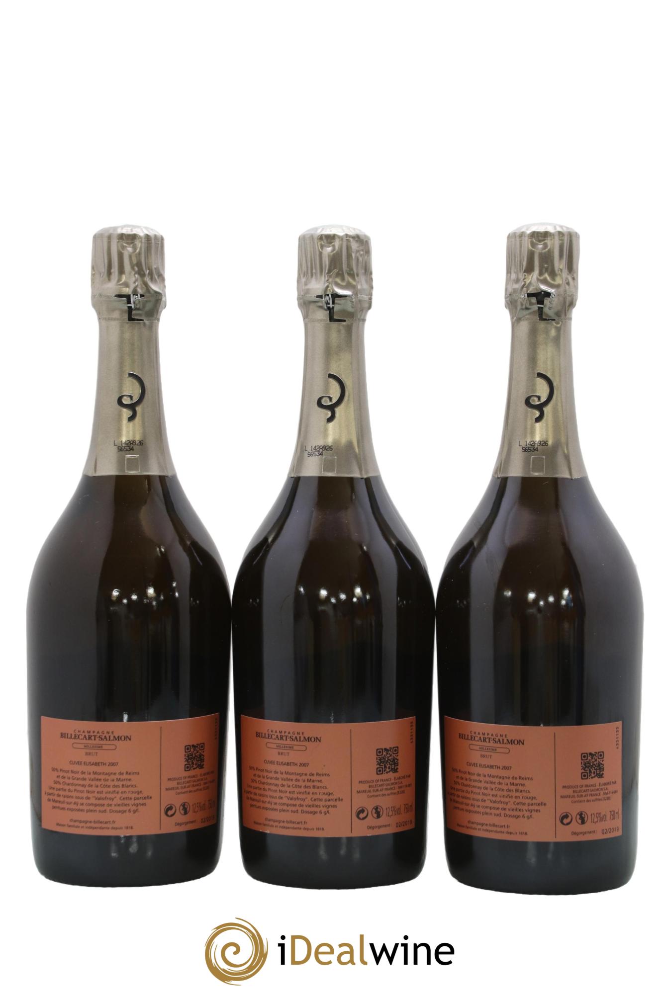 Elisabeth Salmon Billecart-Salmon 2007 - Lot de 3 bouteilles - 1
