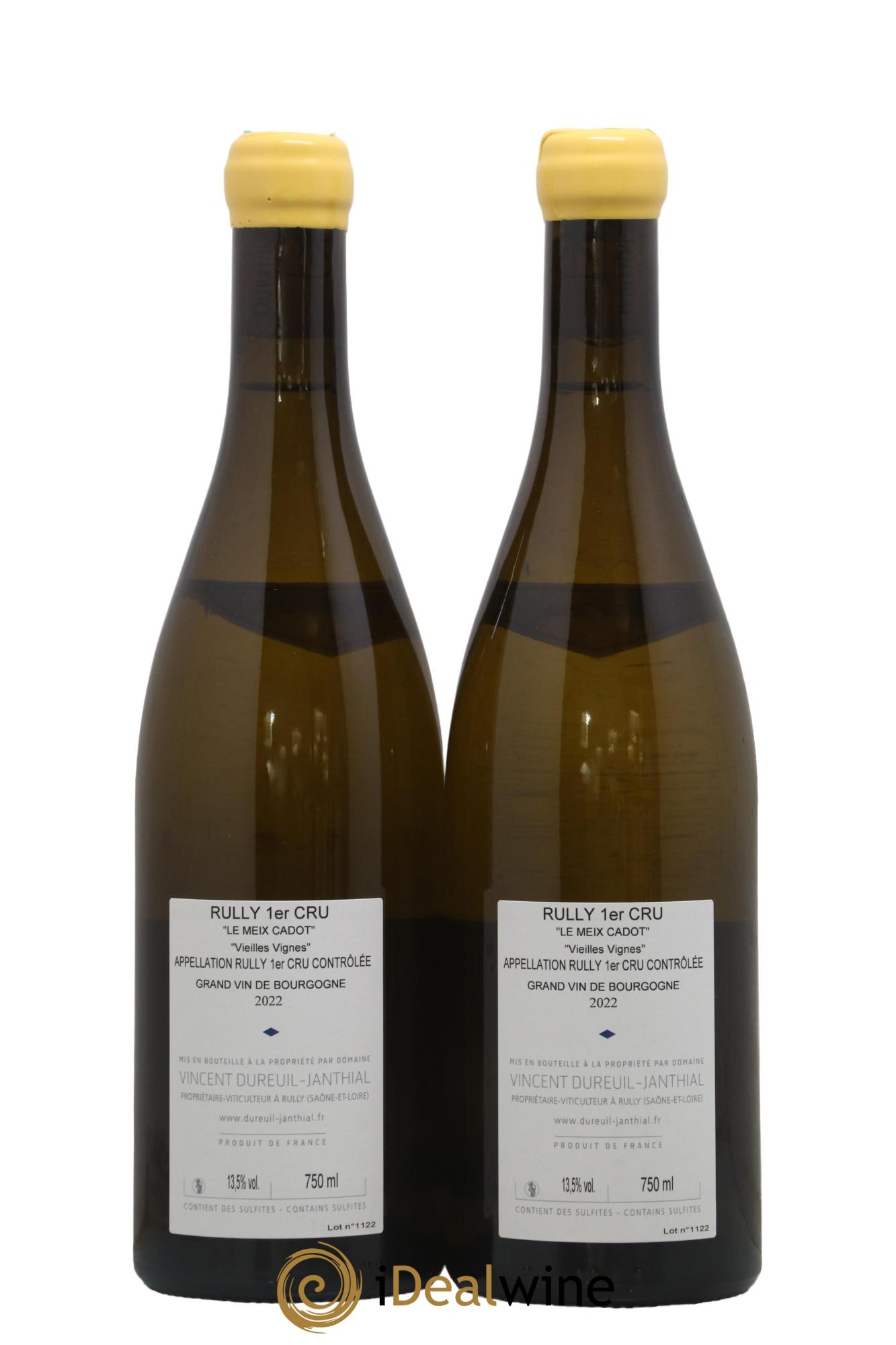 Rully 1er Cru Le Meix Cadot Vieilles Vignes Vincent Dureuil-Janthial 2022 - Lot de 2 bouteilles - 1