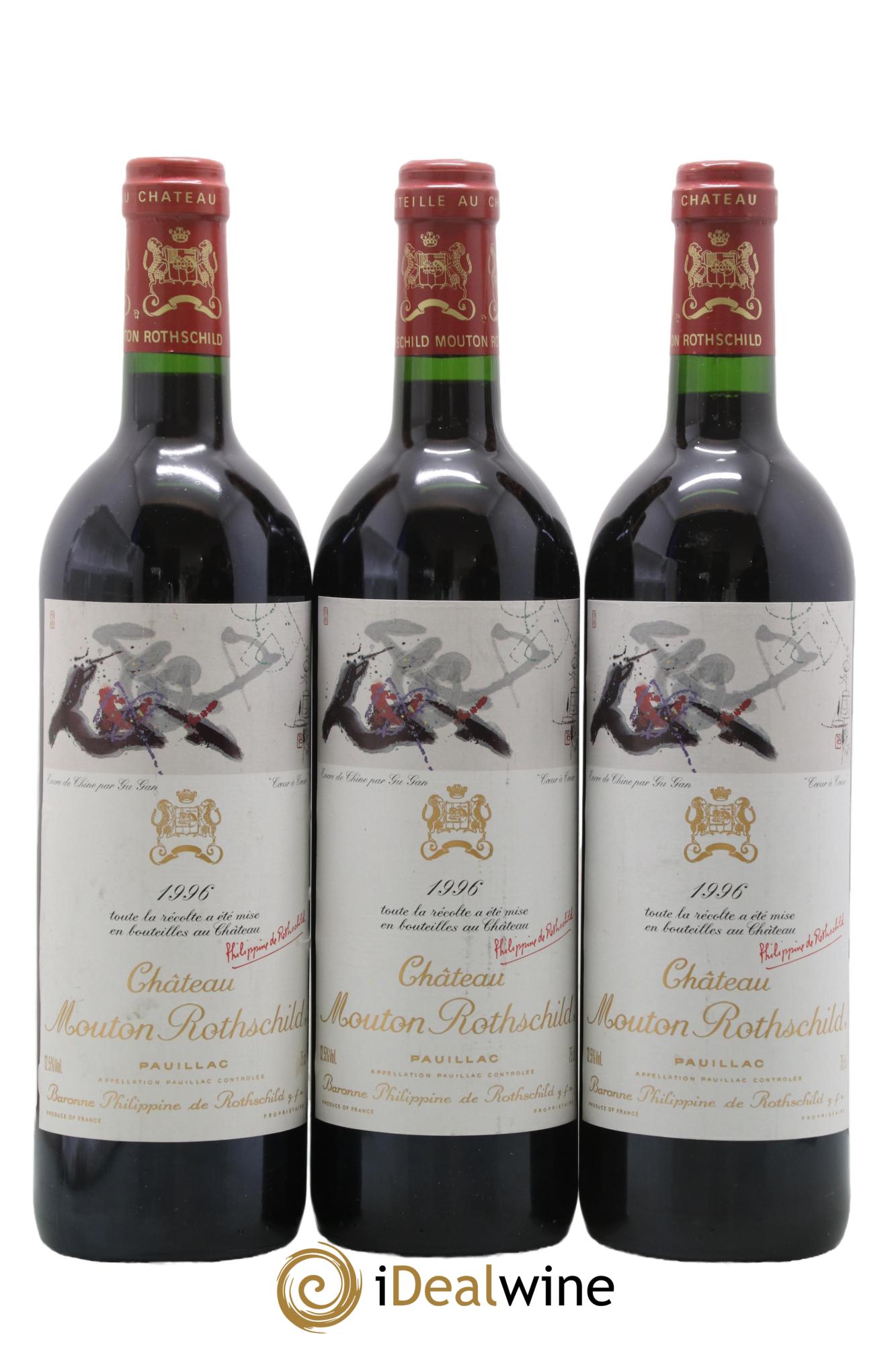 Château Mouton Rothschild 1er Grand Cru Classé 1996 - Lot of 3 bottles - 0