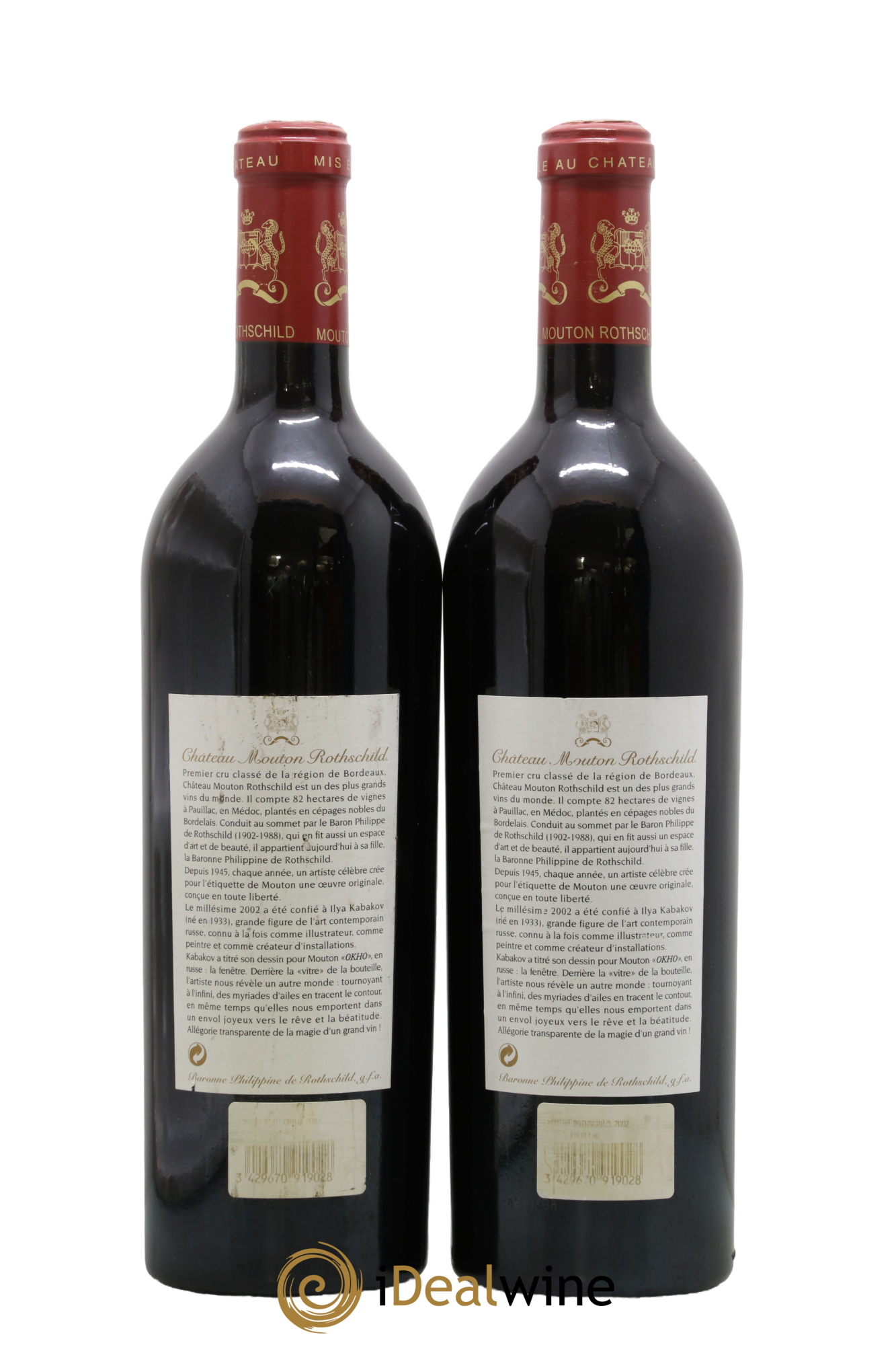 Château Mouton Rothschild 1er Grand Cru Classé 2002 - Lot de 2 bouteilles - 1