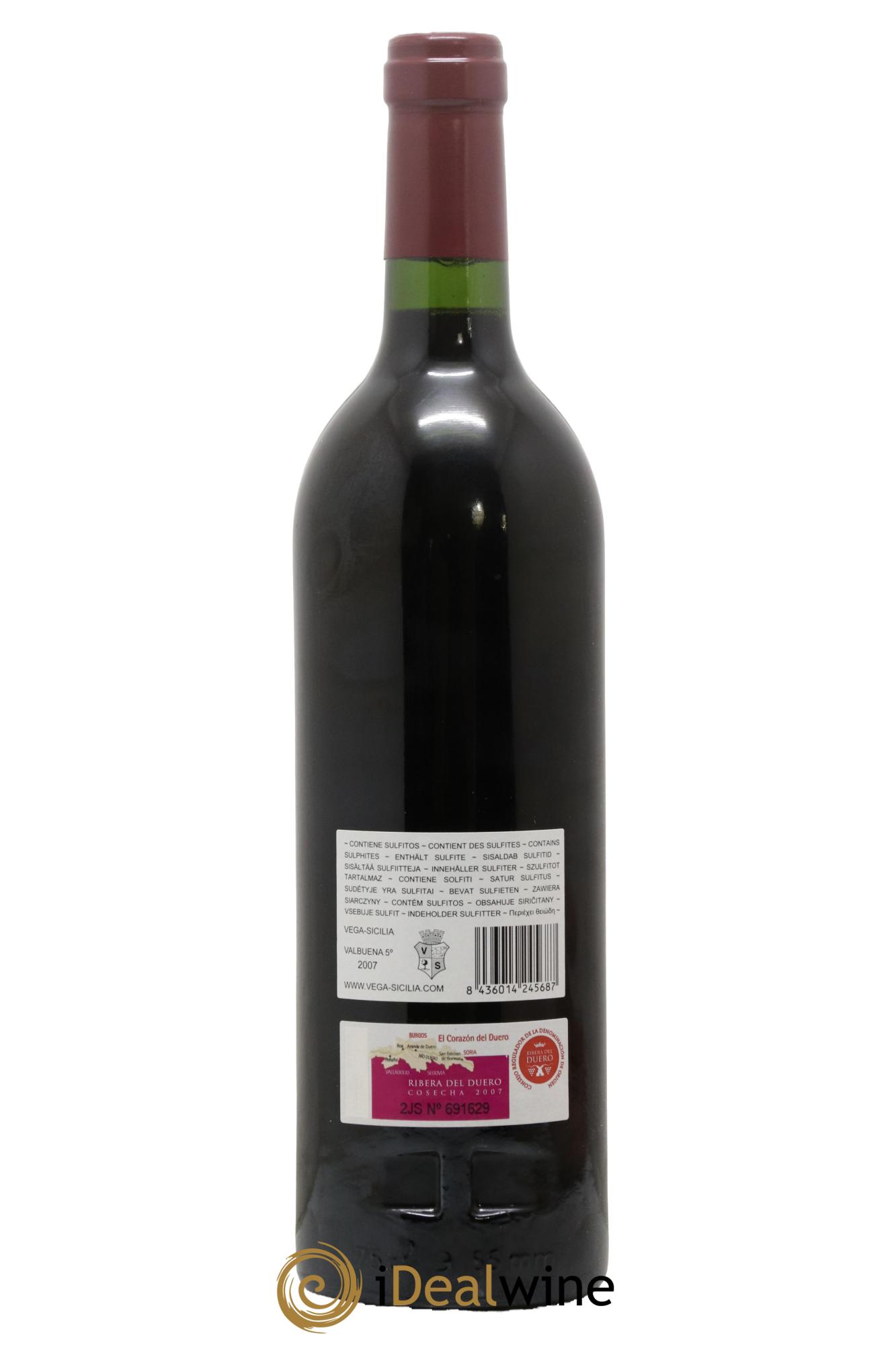 Ribera Del Duero DO Vega Sicilia Valbuena 5 ano Famille Alvarez 2007 - Lot de 1 bouteille - 1