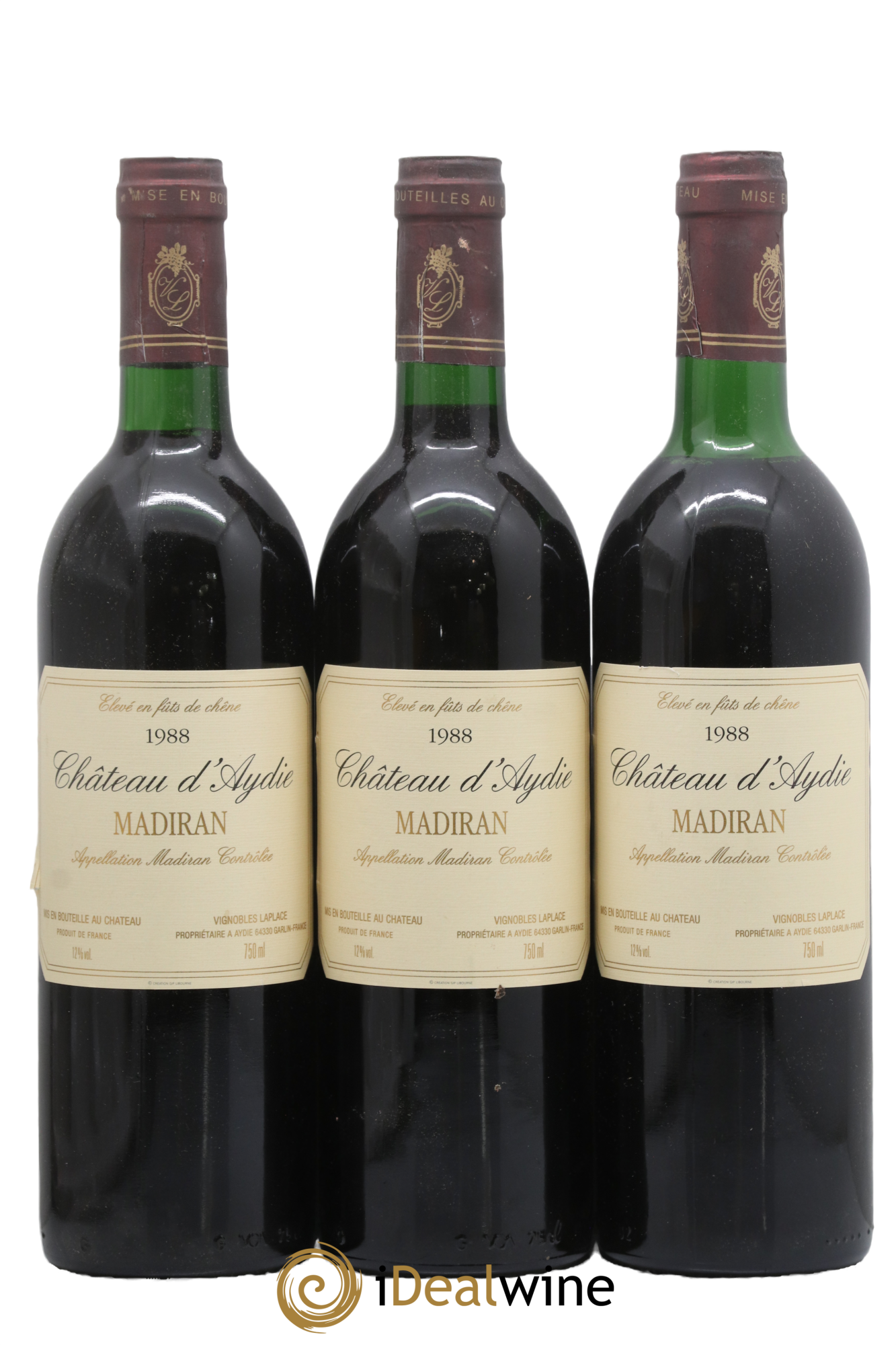 Madiran Château Aydie Famille Laplace 1988 - Lot de 3 bouteilles - 0